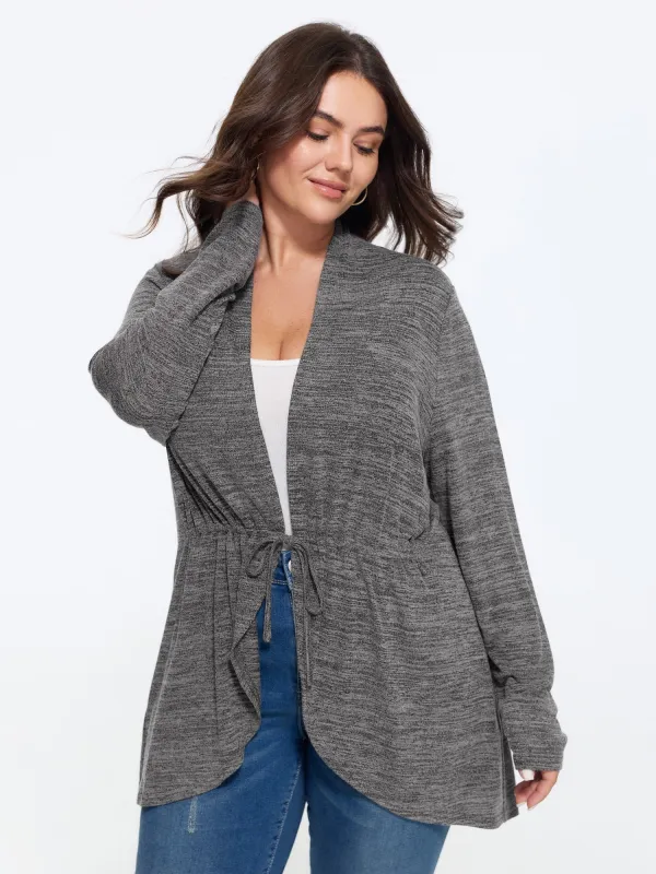 Supersoft Drawstring Waist Long Sleeve Kimono made by Bloomchic