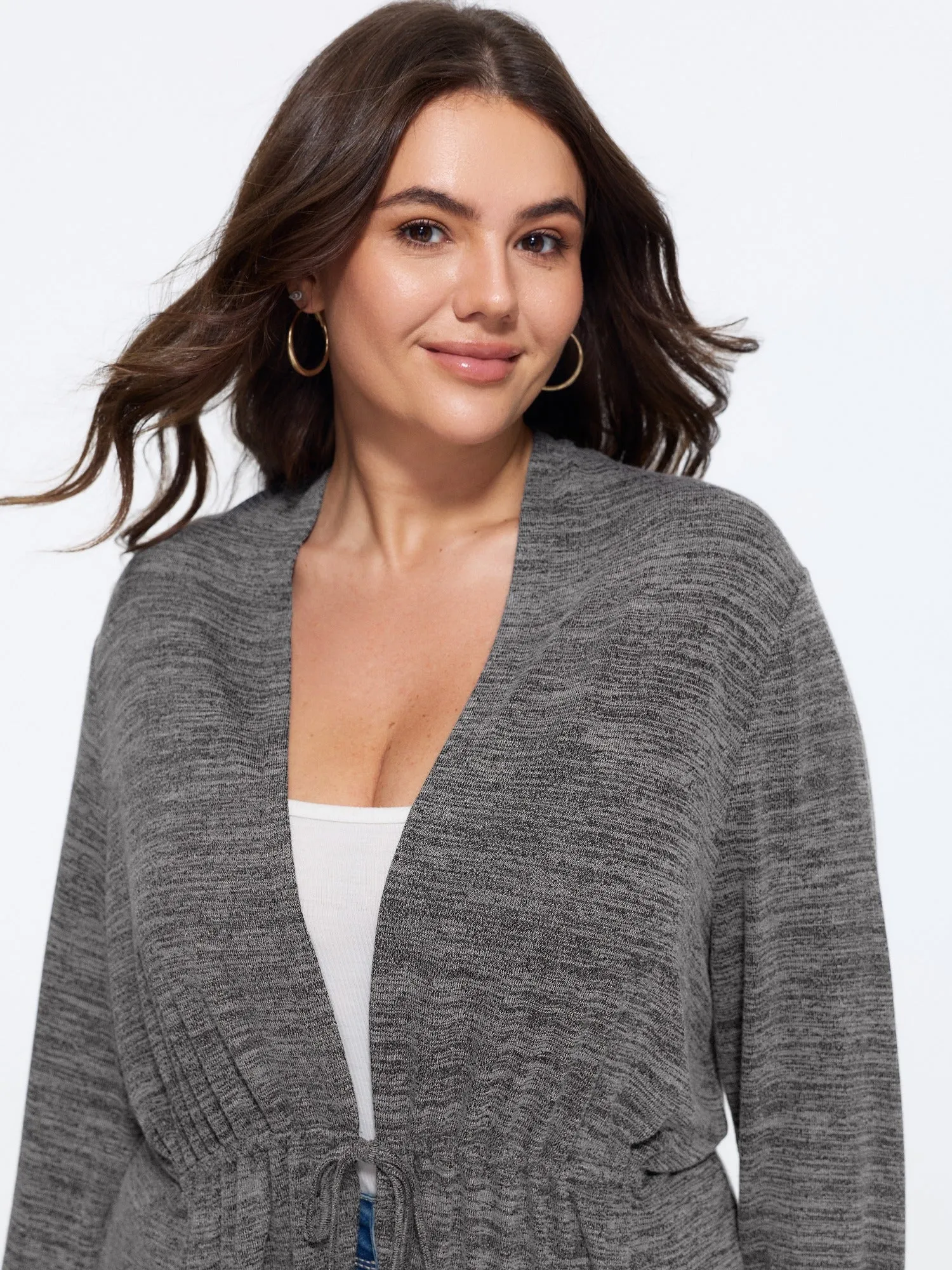 Supersoft Drawstring Waist Long Sleeve Kimono sold by Bloomchic product image thumbnail 2