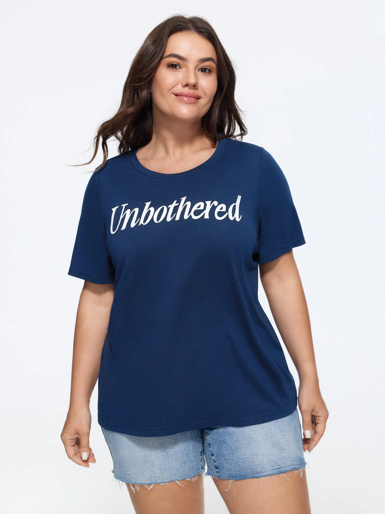 Supersoft Slogan Print Crew Neck T-Shirt sold by Bloomchic product image thumbnail 2