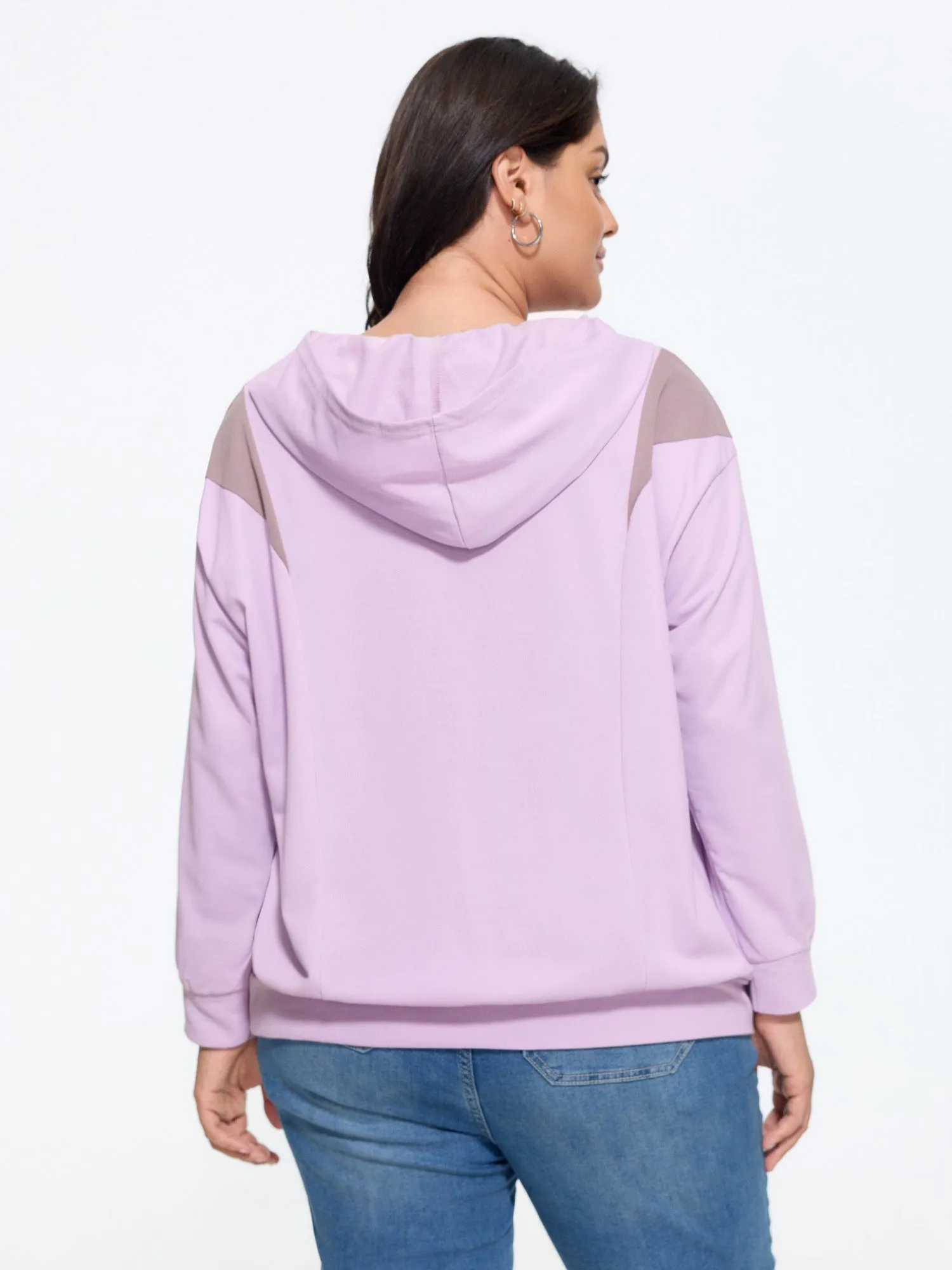 Color‑Block Half Zip Hoodie Sweatshirt sold by Bloomchic product image thumbnail 3