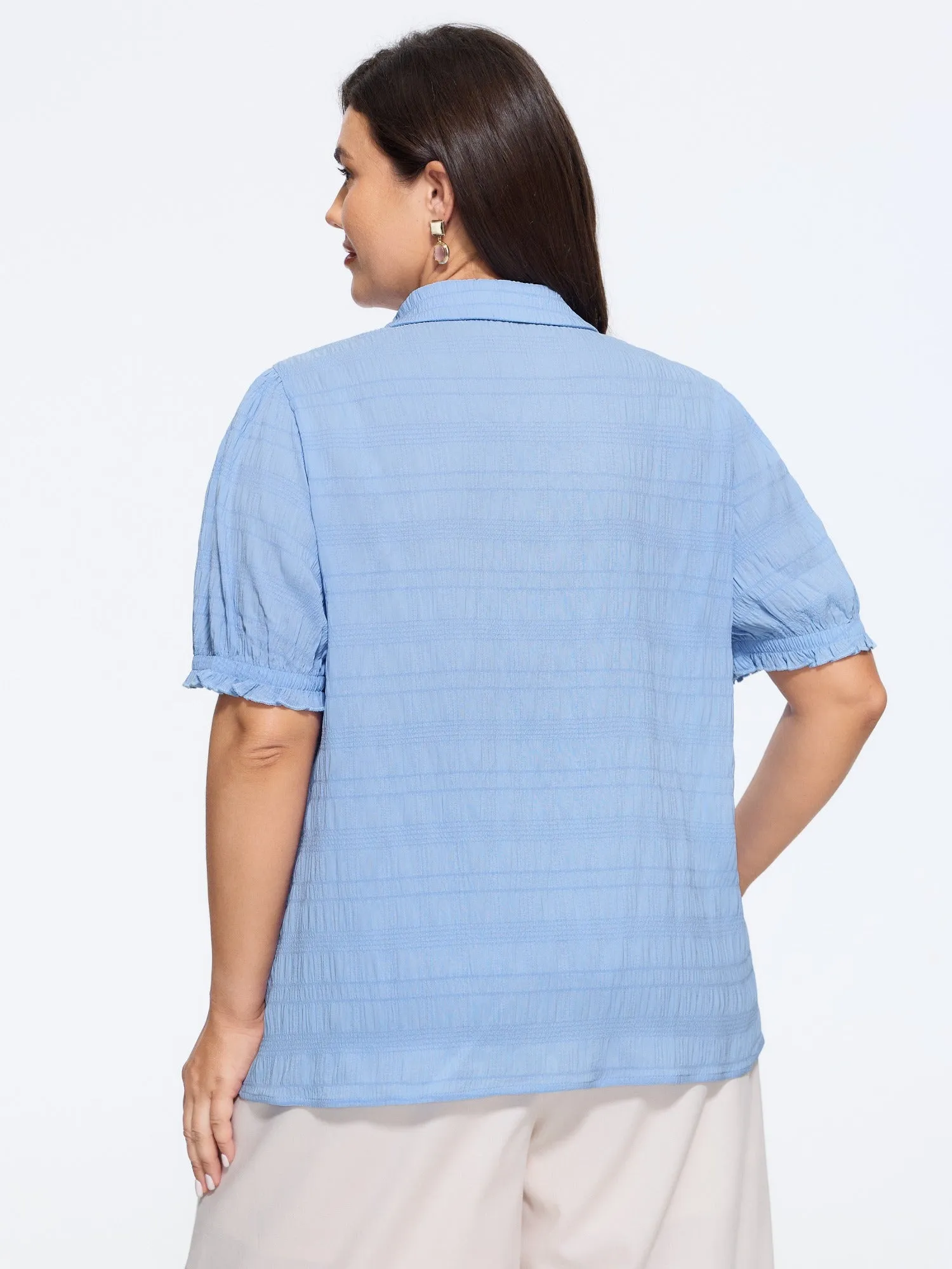 Textured Collared Button‑Front Blouse sold by Bloomchic product image thumbnail 3