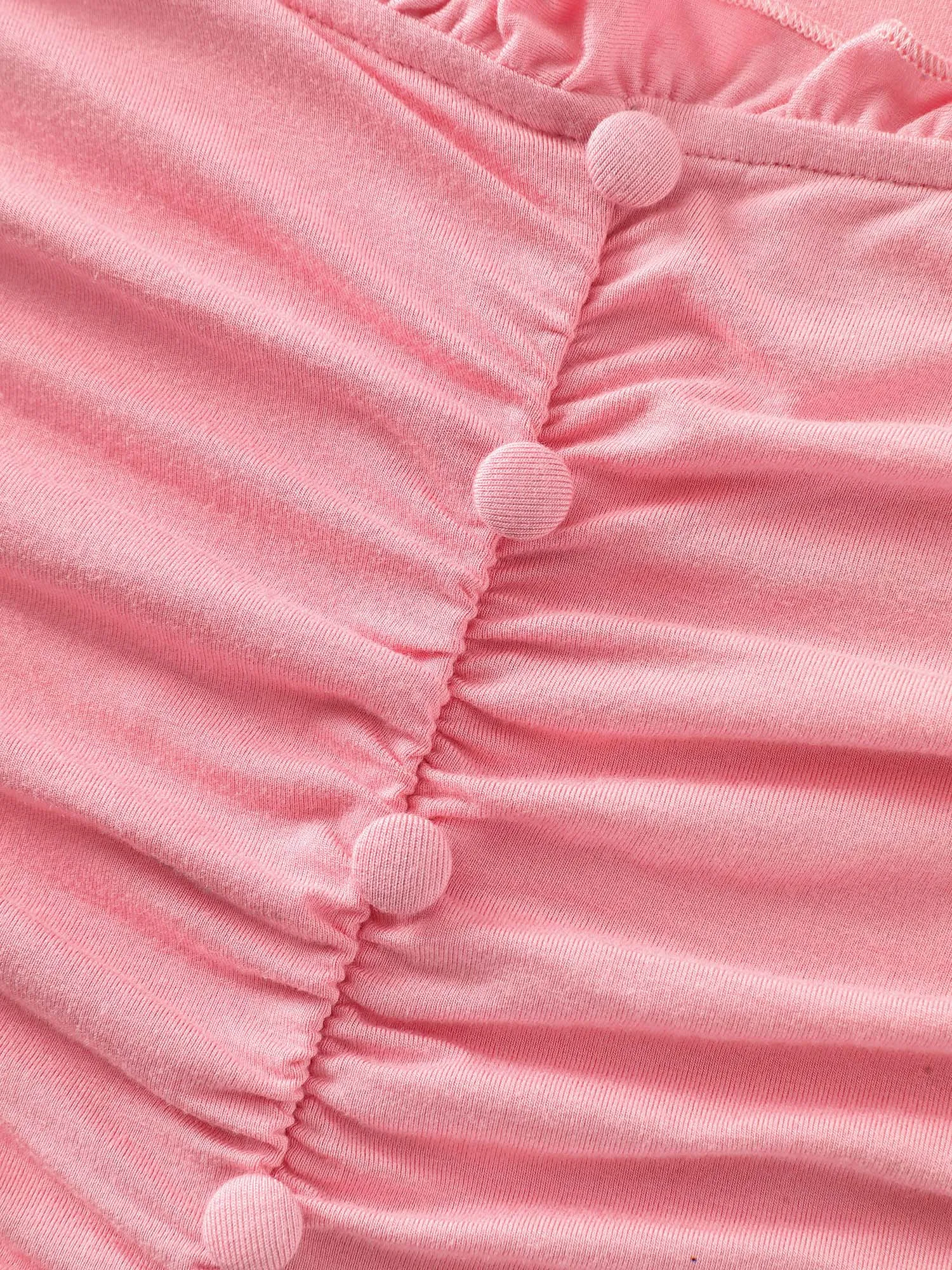 Stretchy Square Neck Ruffle Trim Ruched Tank Top sold by Bloomchic product image thumbnail 5