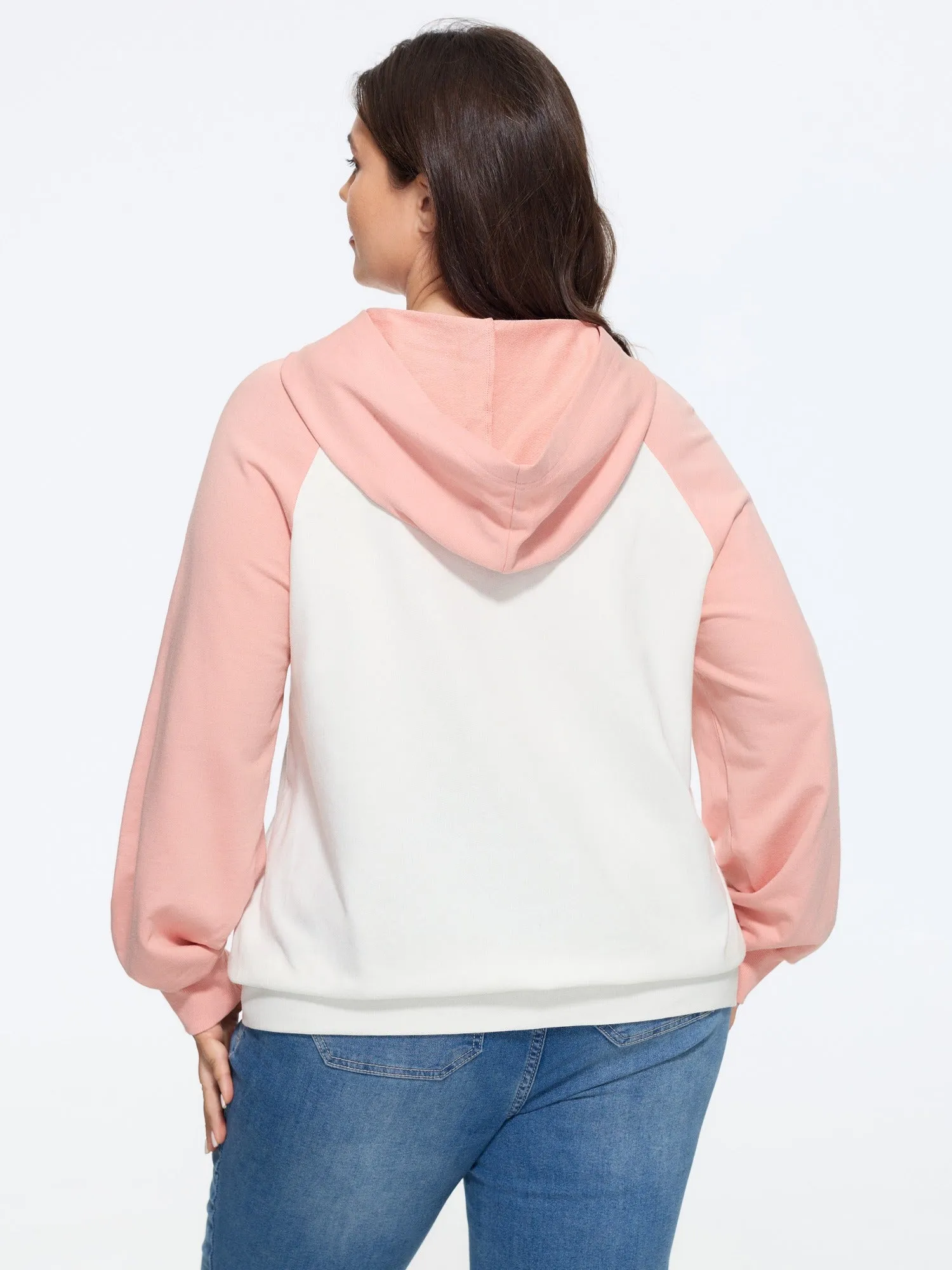 Cotton Color‑Block Heart Embroidered Hoodie Sweatshirt sold by Bloomchic product image thumbnail 3