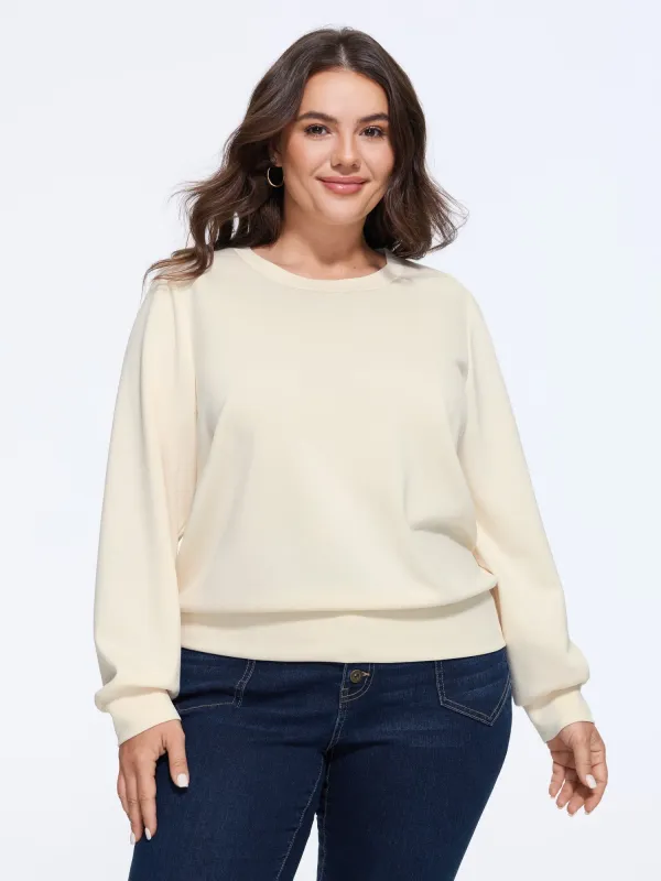 Supersoft Solid Crew Neck Sweatshirt made by Bloomchic