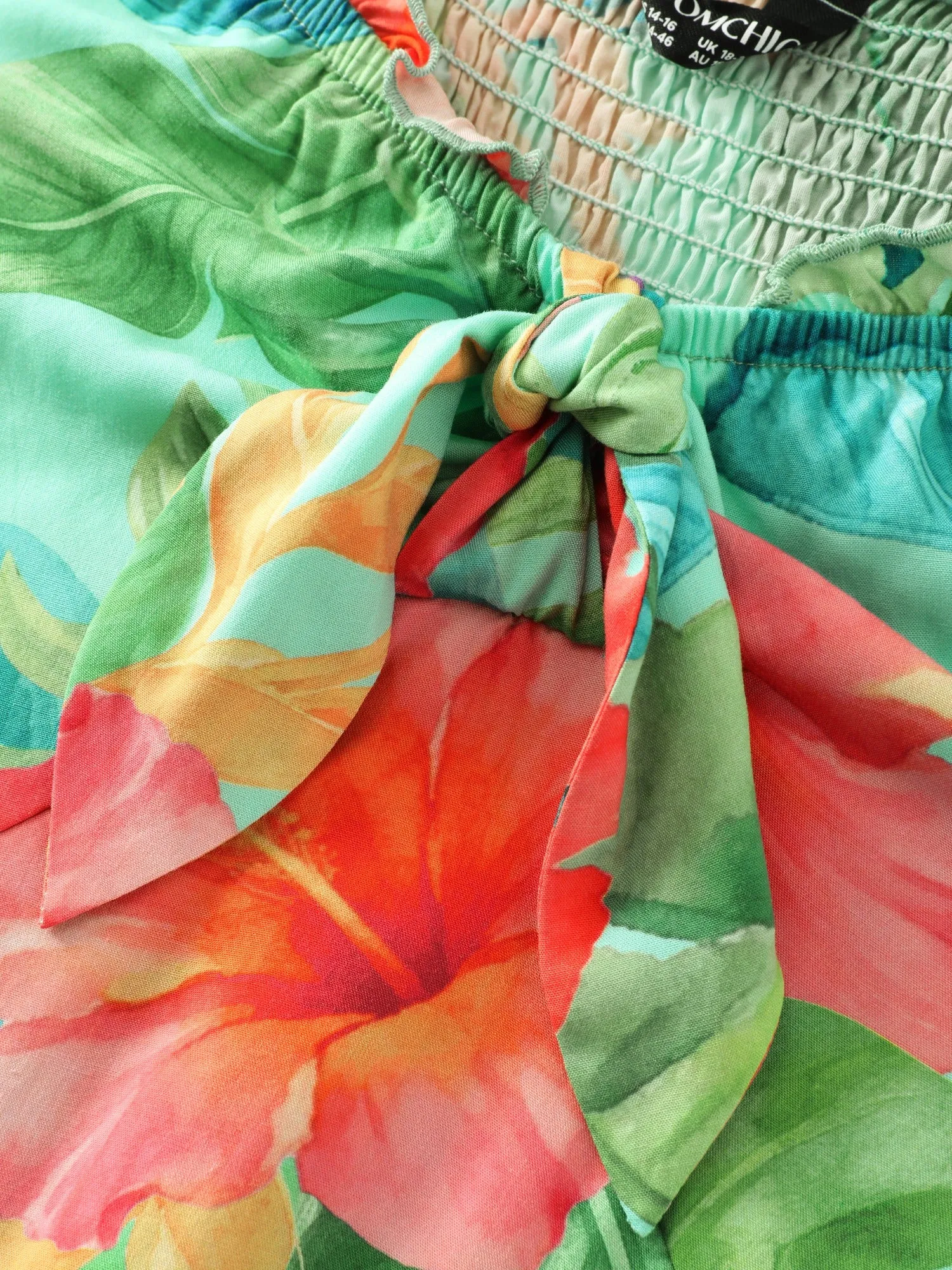 Tropical Floral Print Tie Front Ruffle Maxi Dress sold by Bloomchic product image thumbnail 5