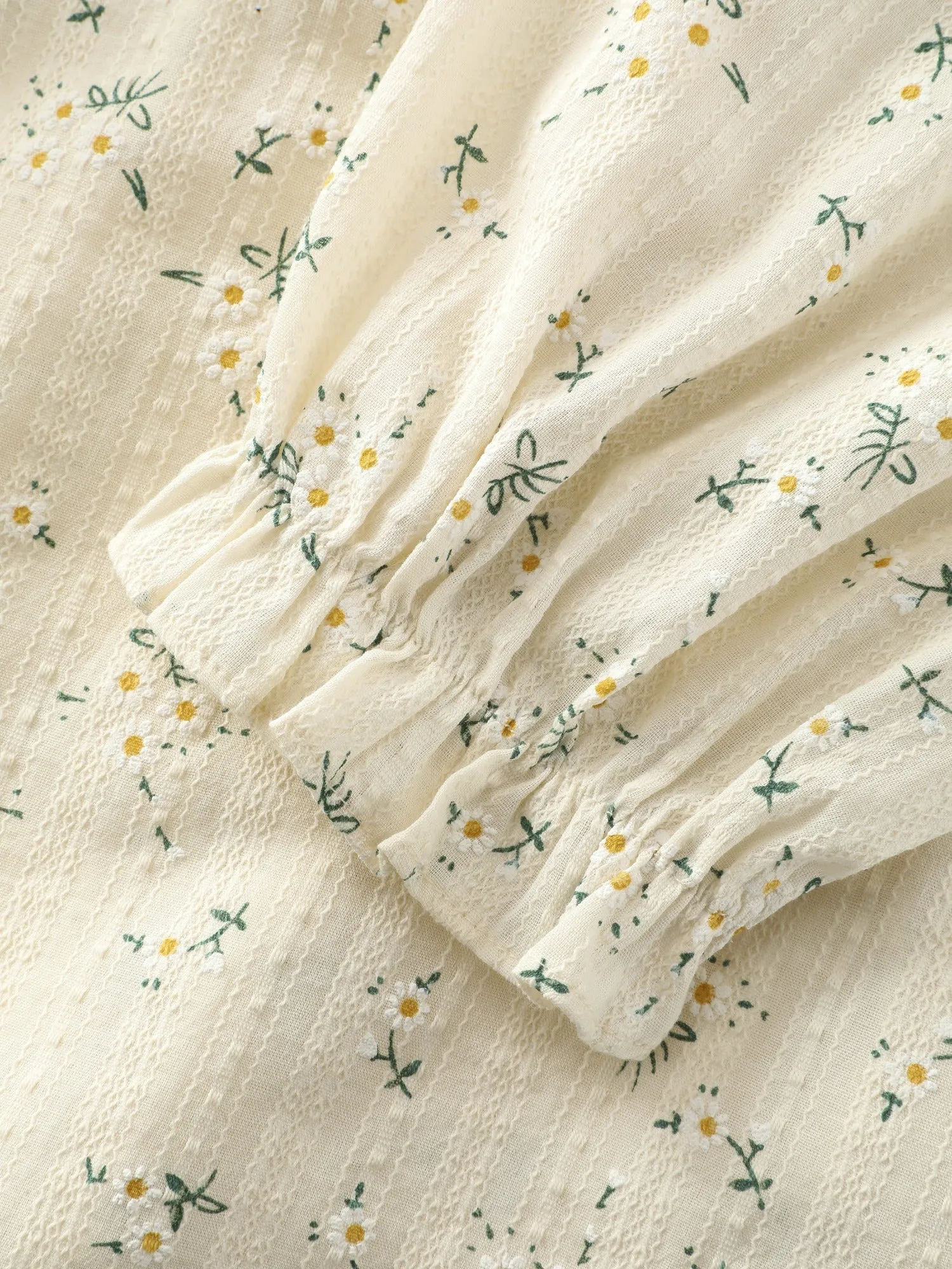 Cotton Ditsy Floral Print Square Neck Tie Front Blouse sold by Bloomchic product image thumbnail 5