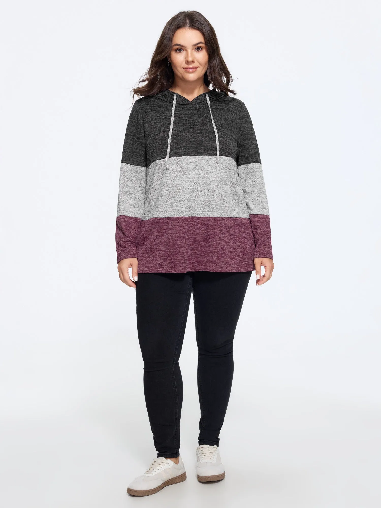 Stretchy Color Block Hooded Sweatshirt sold by Bloomchic product image thumbnail 4