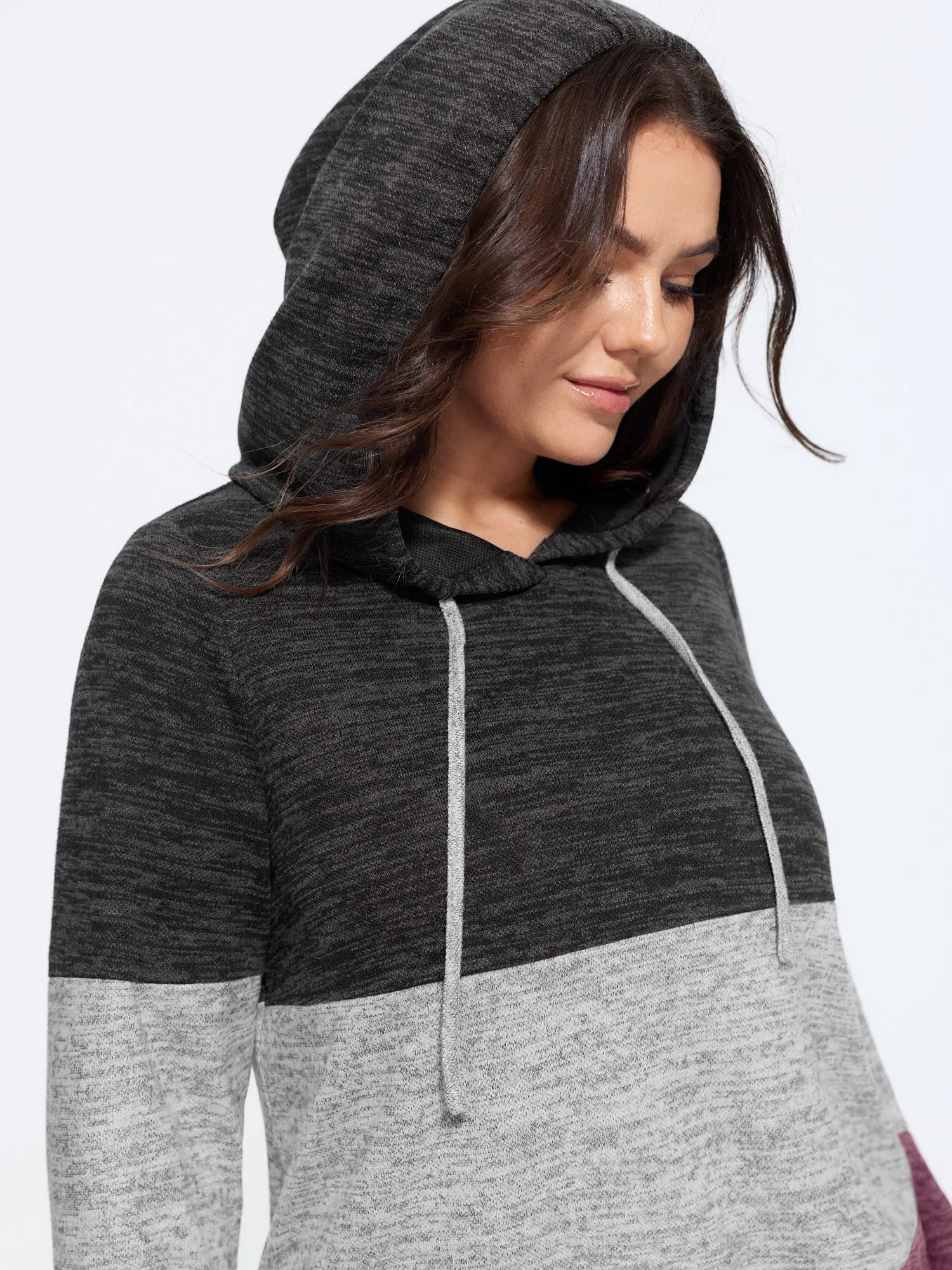 Stretchy Color Block Hooded Sweatshirt sold by Bloomchic product image thumbnail 2