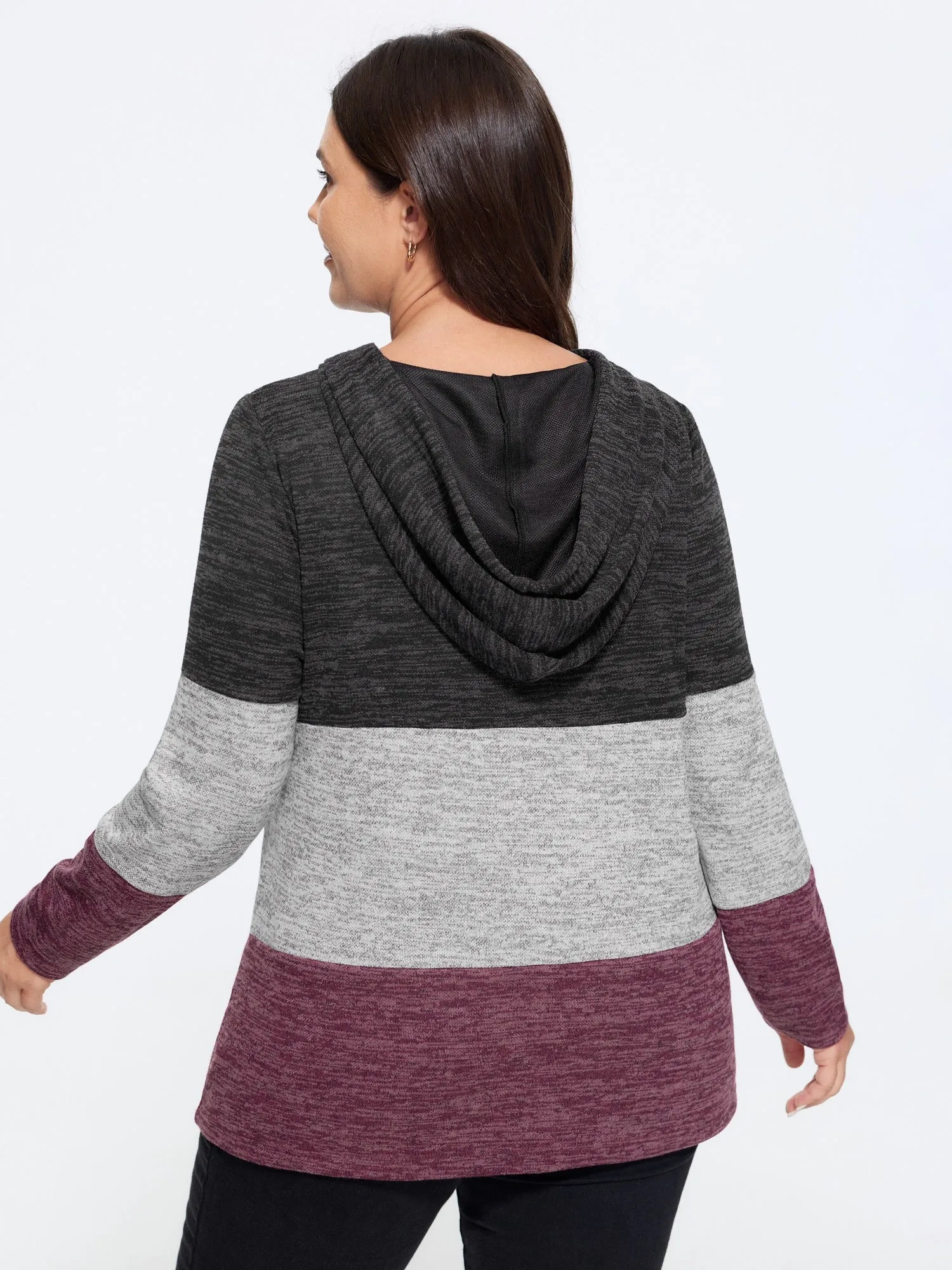 Stretchy Color Block Hooded Sweatshirt sold by Bloomchic product image thumbnail 3