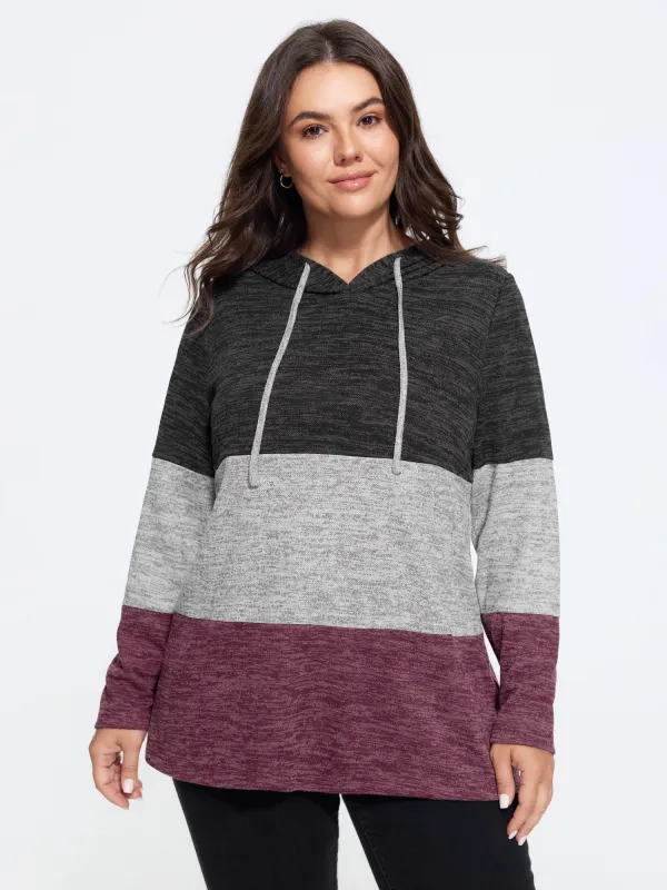 Stretchy Color Block Hooded Sweatshirt made by Bloomchic