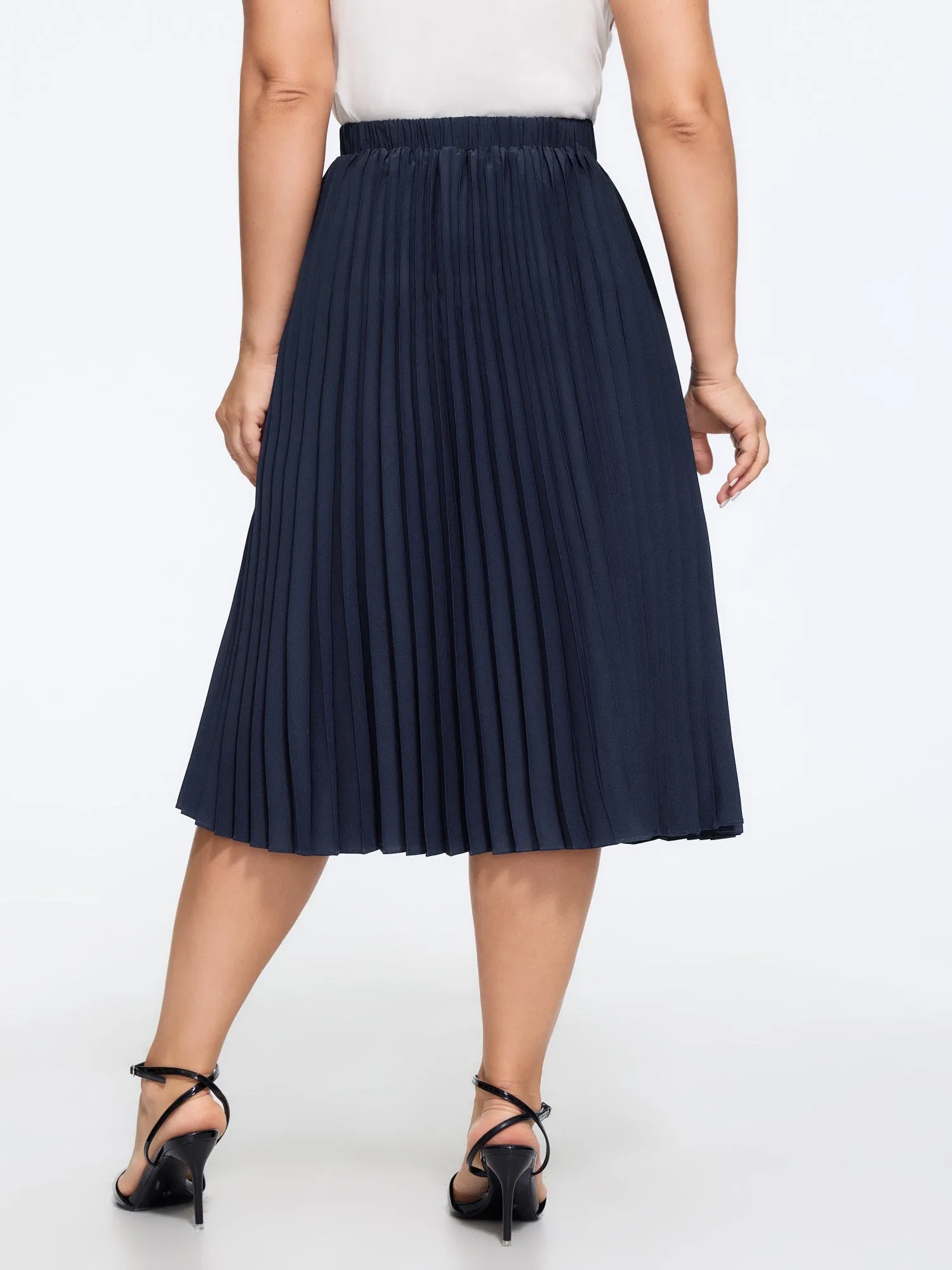 Solid Pleated Flowy Midi Skirt sold by Bloomchic product image thumbnail 3
