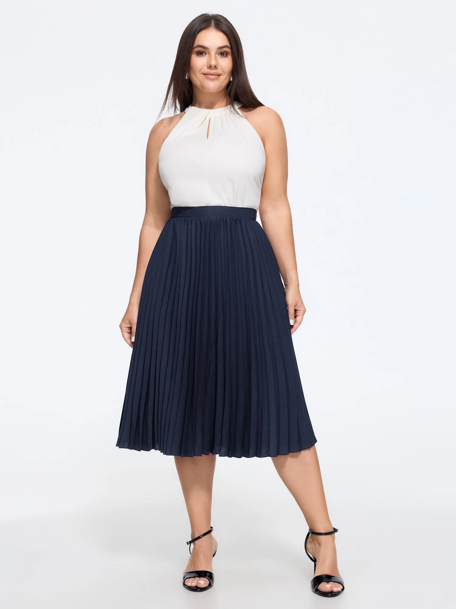Solid Pleated Flowy Midi Skirt sold by Bloomchic product image thumbnail 2
