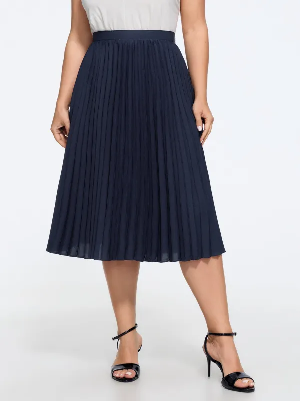Solid Pleated Flowy Midi Skirt made by Bloomchic