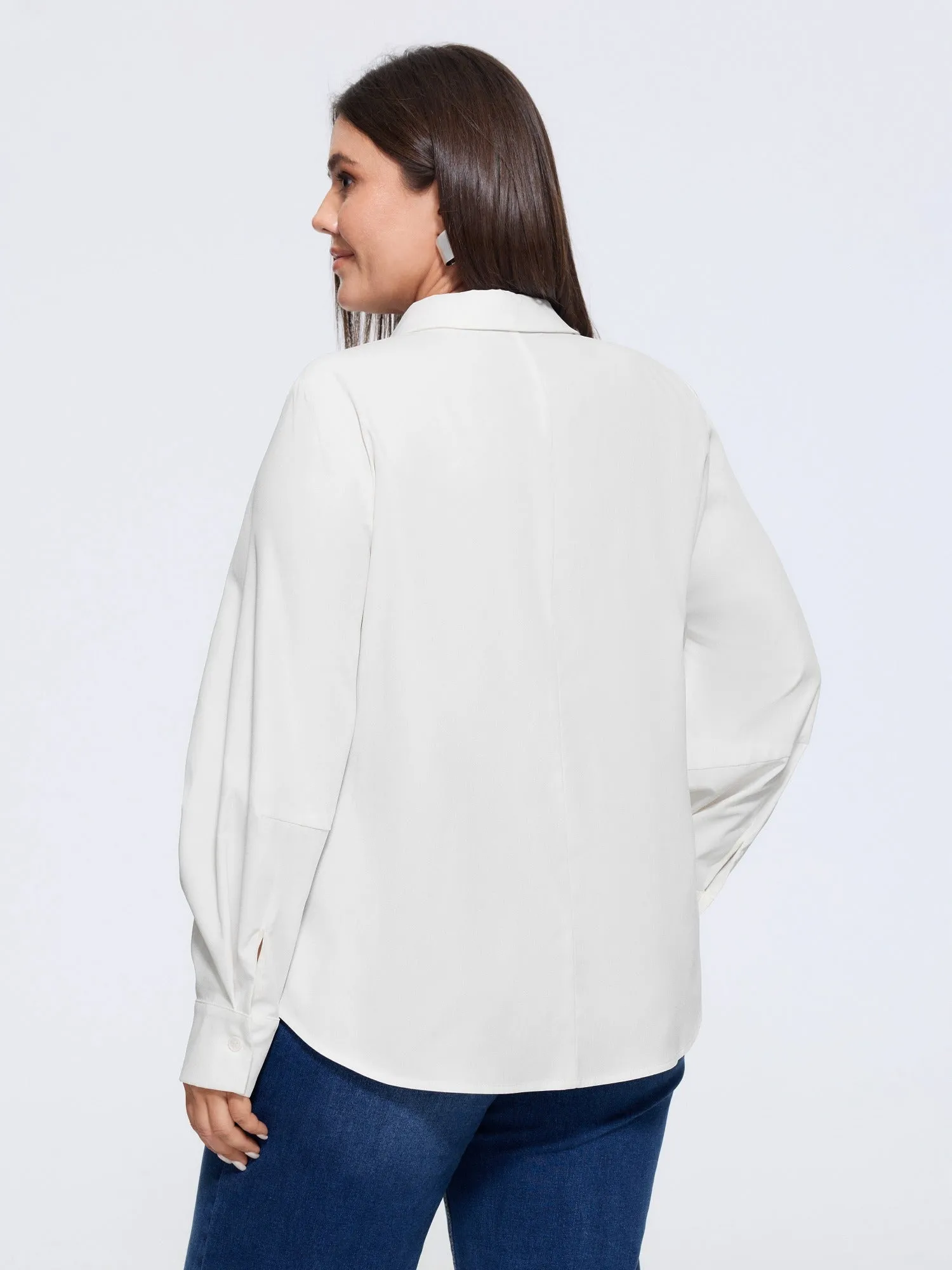 Plain Curved Hem Button Down Shirt sold by Bloomchic product image thumbnail 3