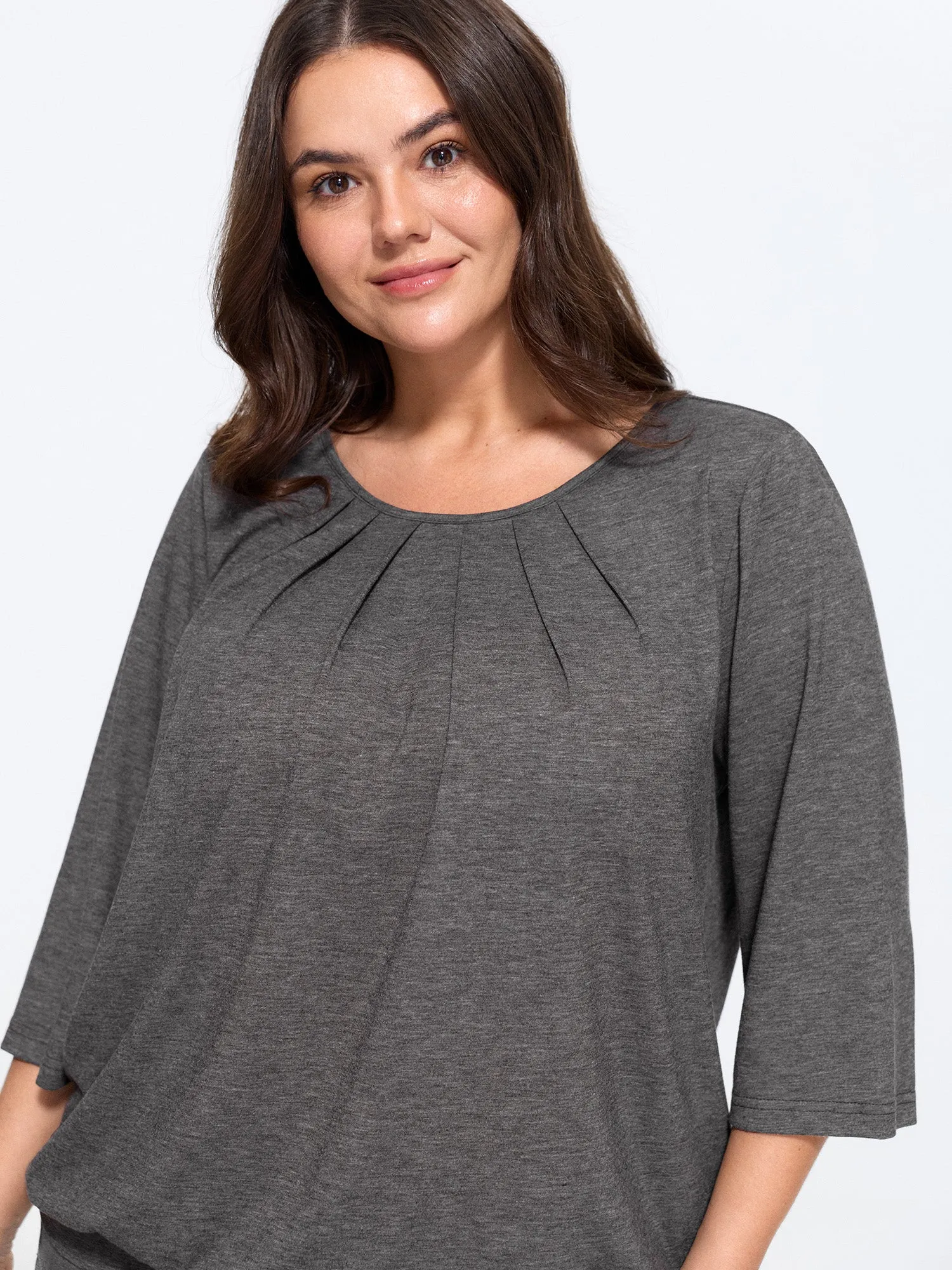 Supersoft Stretchy Pleated Front Round Neck T-Shirt sold by Bloomchic product image thumbnail 2