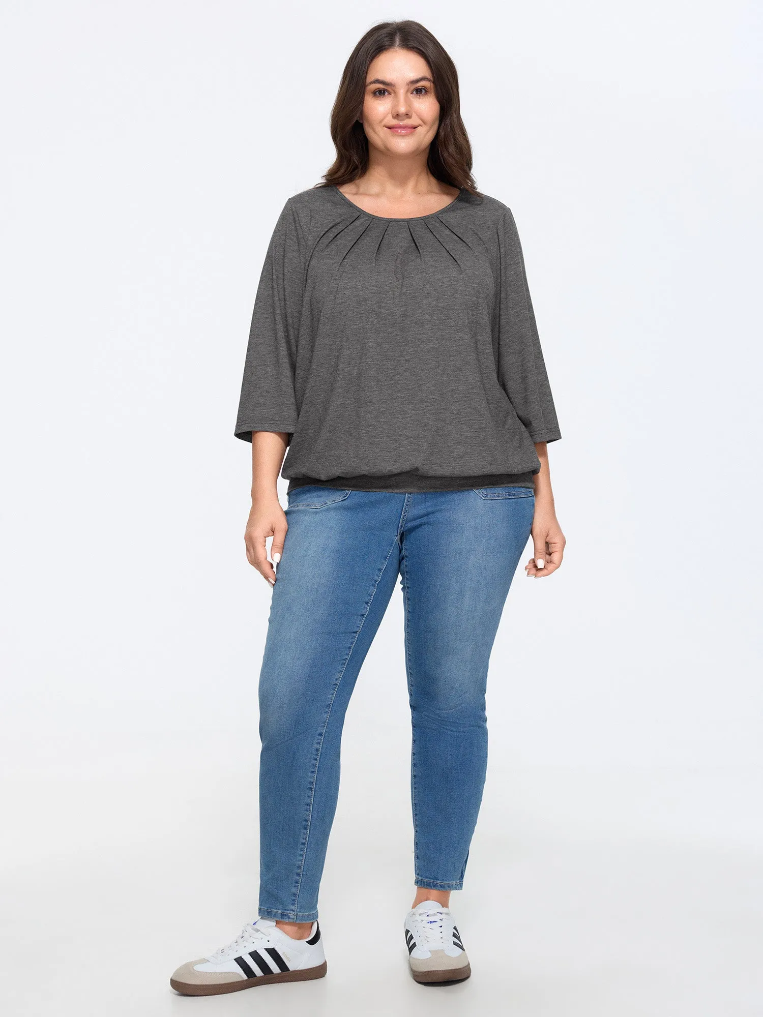 Supersoft Stretchy Pleated Front Round Neck T-Shirt sold by Bloomchic product image thumbnail 3