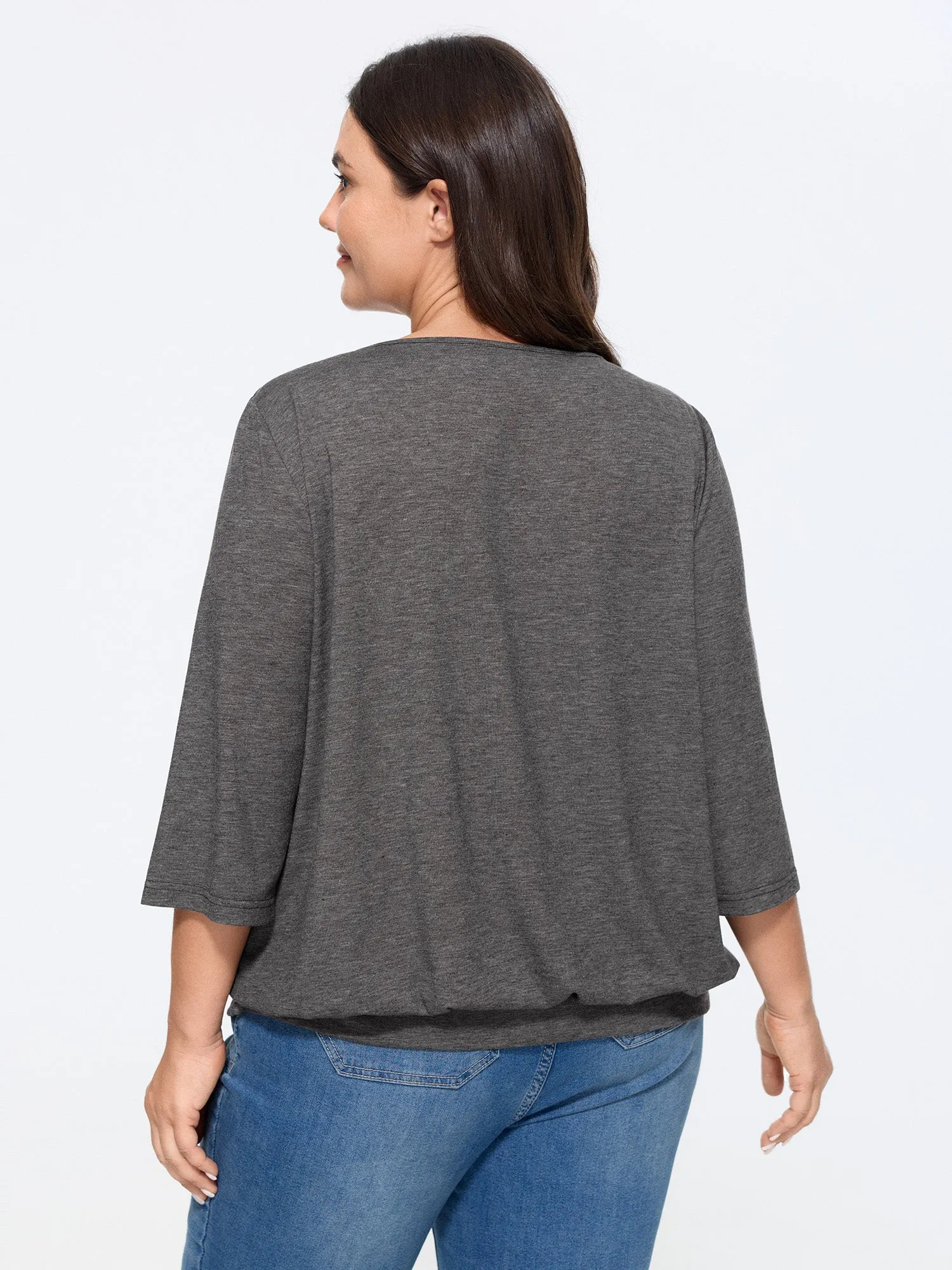 Supersoft Stretchy Pleated Front Round Neck T-Shirt sold by Bloomchic product image thumbnail 4