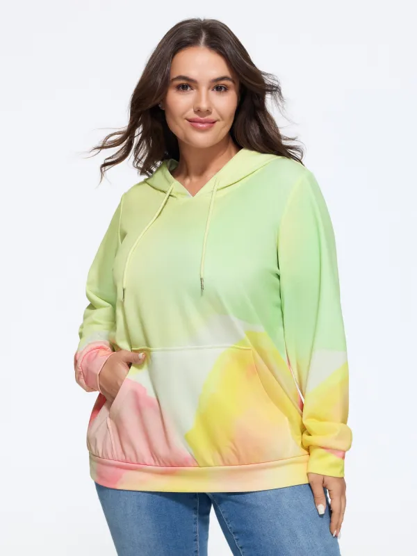 Watercolor Tie‑Dye Pocket Hooded Sweatshirt made by Bloomchic