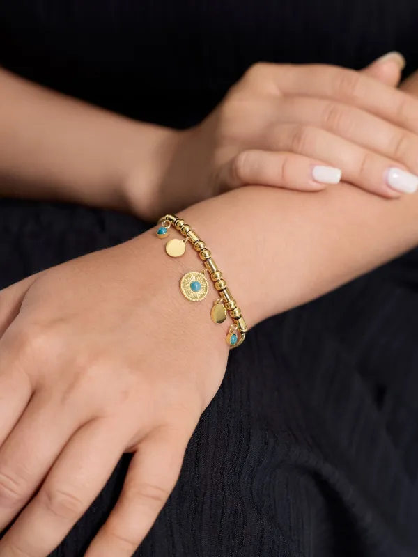 Gold Boho Charm Beaded Bracelet made by Bloomchic