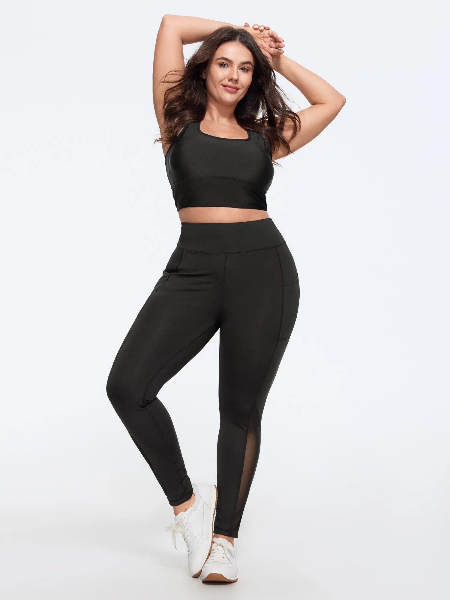 Stretch Mesh Panel Side Pocket Yoga Leggings sold by Bloomchic product image thumbnail 2