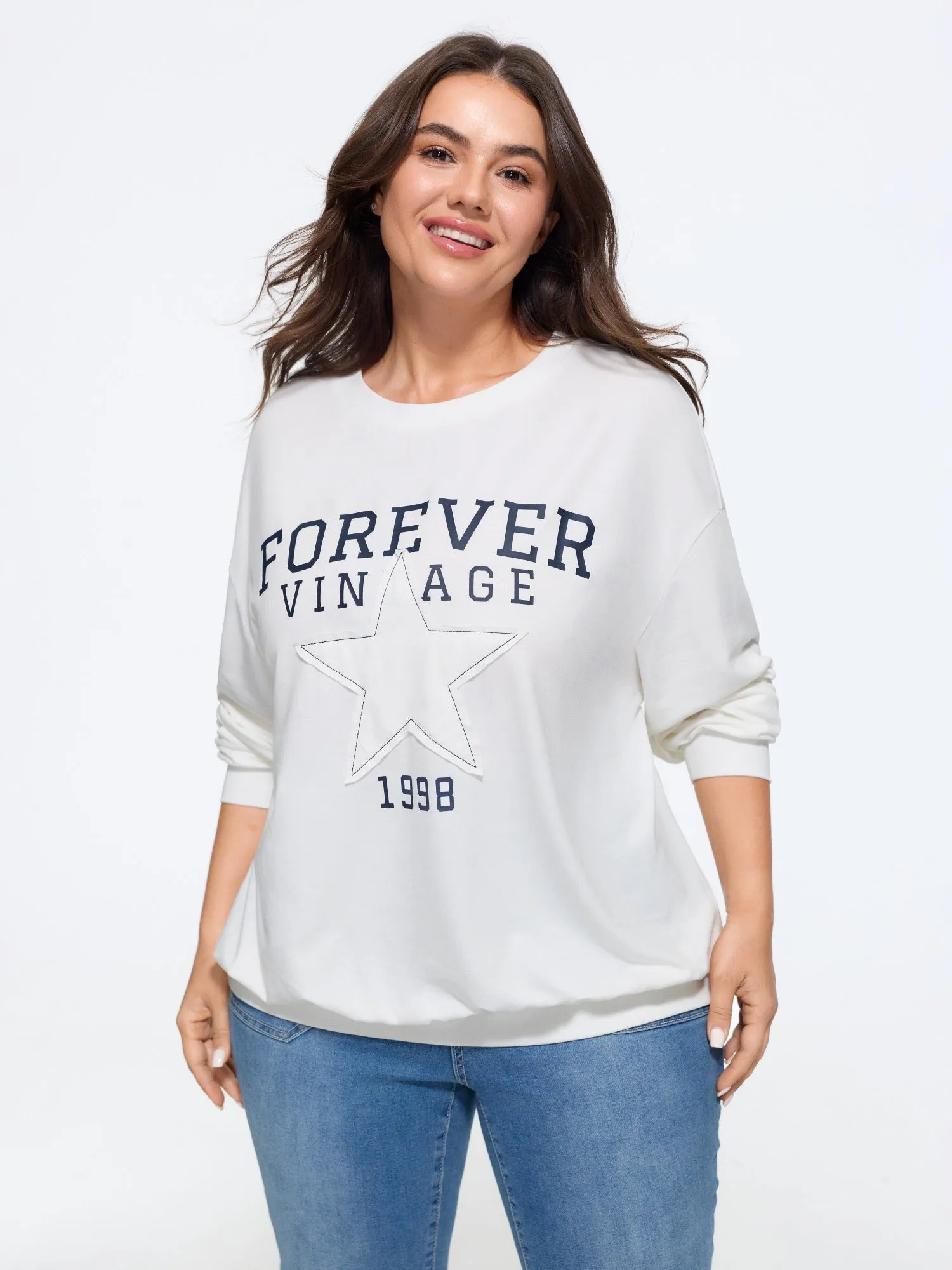 Vintage Star Patch Letter Print Sweatshirt sold by Bloomchic product image thumbnail 5