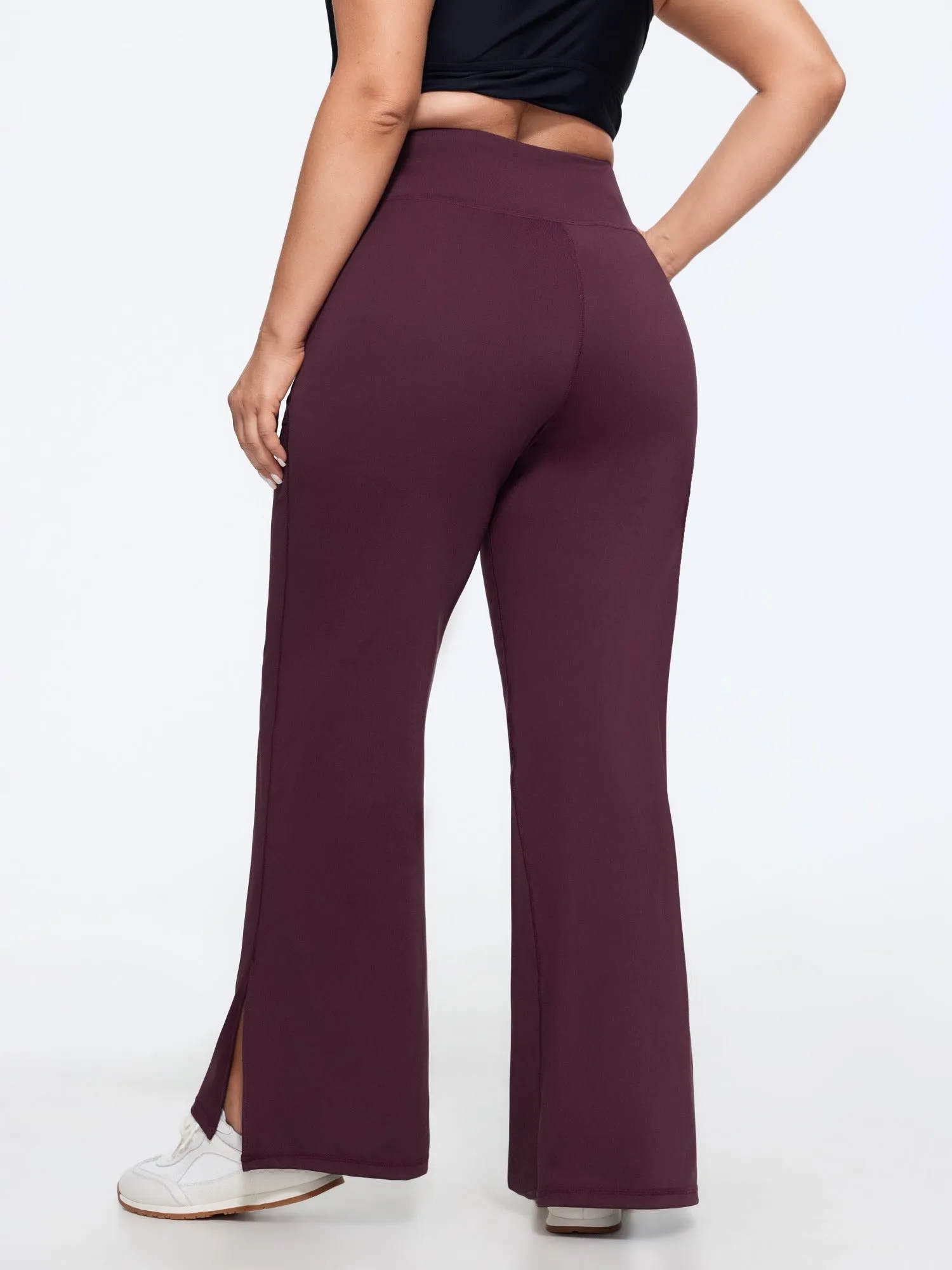 Stretch Crossover Waist Pocket Split Hem Leggings sold by Bloomchic product image thumbnail 3