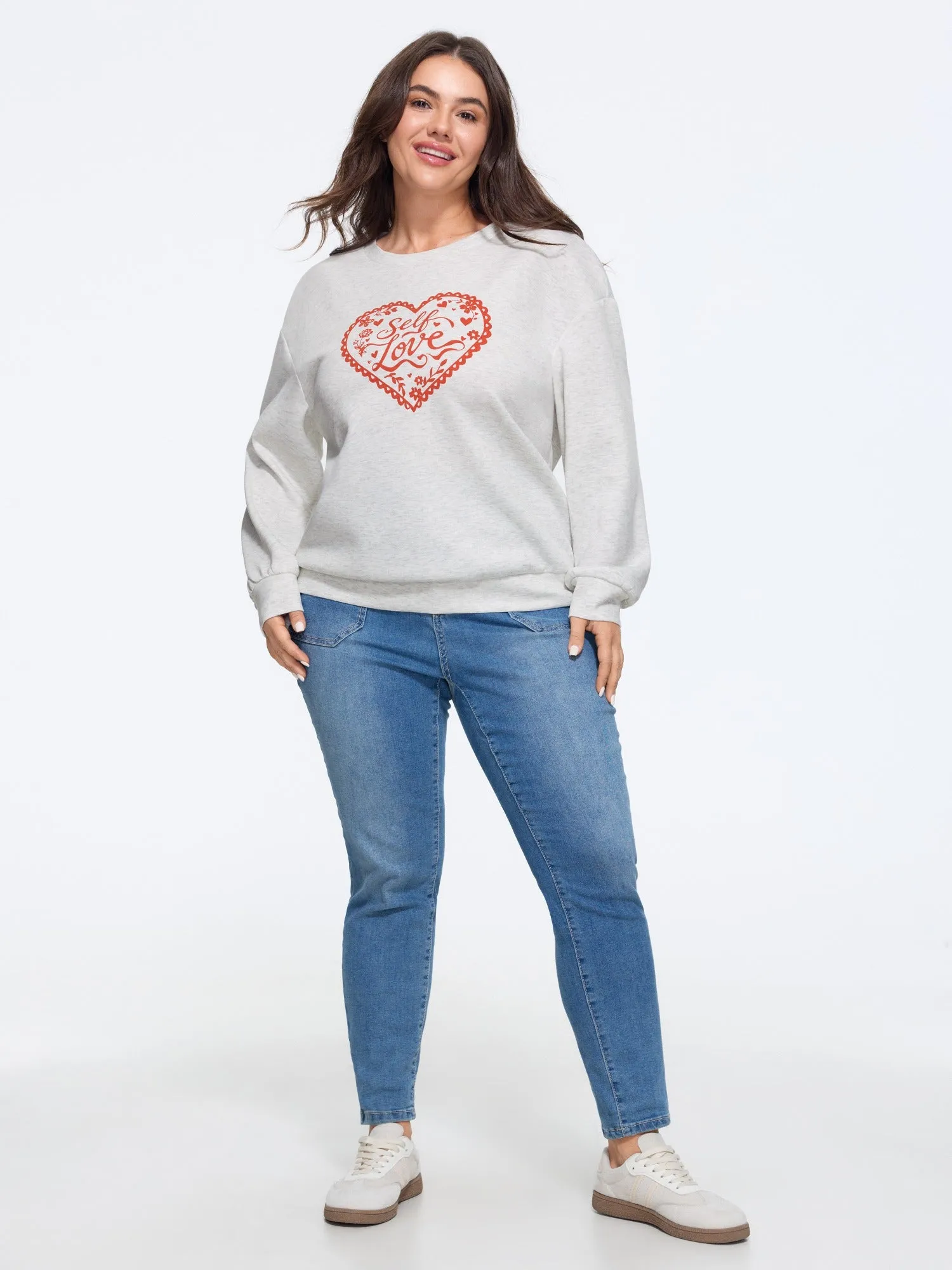 Supersoft Heart Floral Print Loose Sweatshirt sold by Bloomchic product image thumbnail 4
