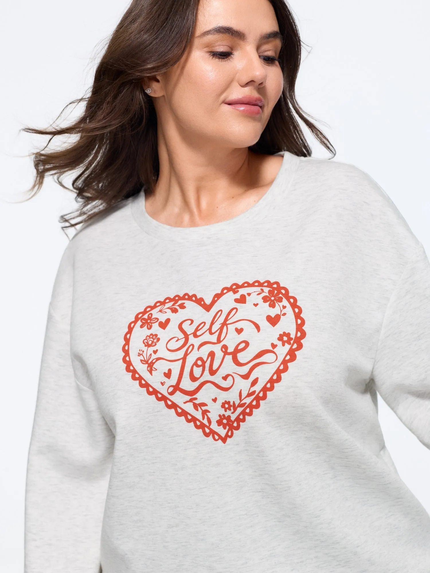 Supersoft Heart Floral Print Loose Sweatshirt sold by Bloomchic product image thumbnail 2