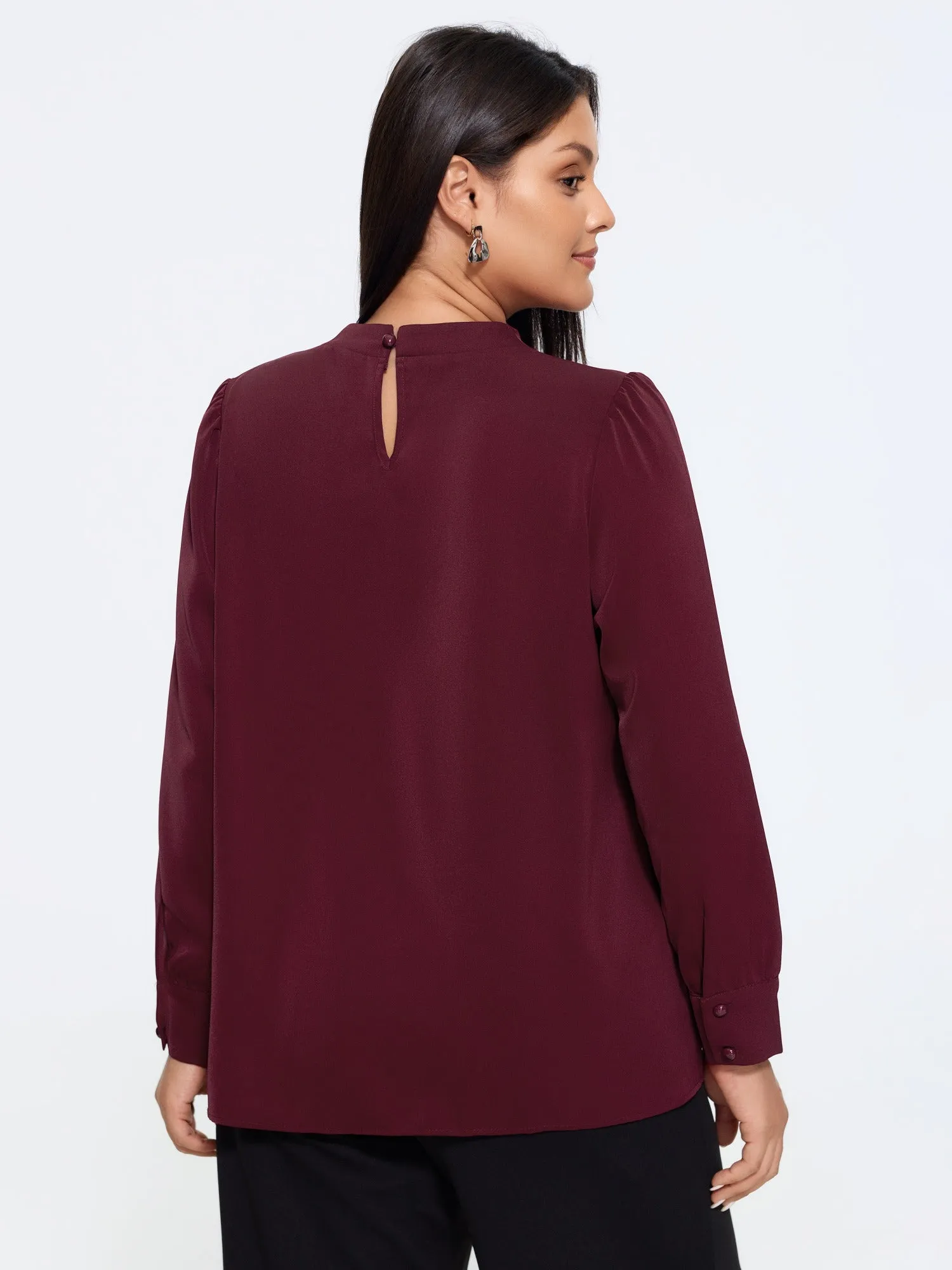 Satin Cowl Neck Tie Bow Long Sleeve Blouse sold by Bloomchic product image thumbnail 3