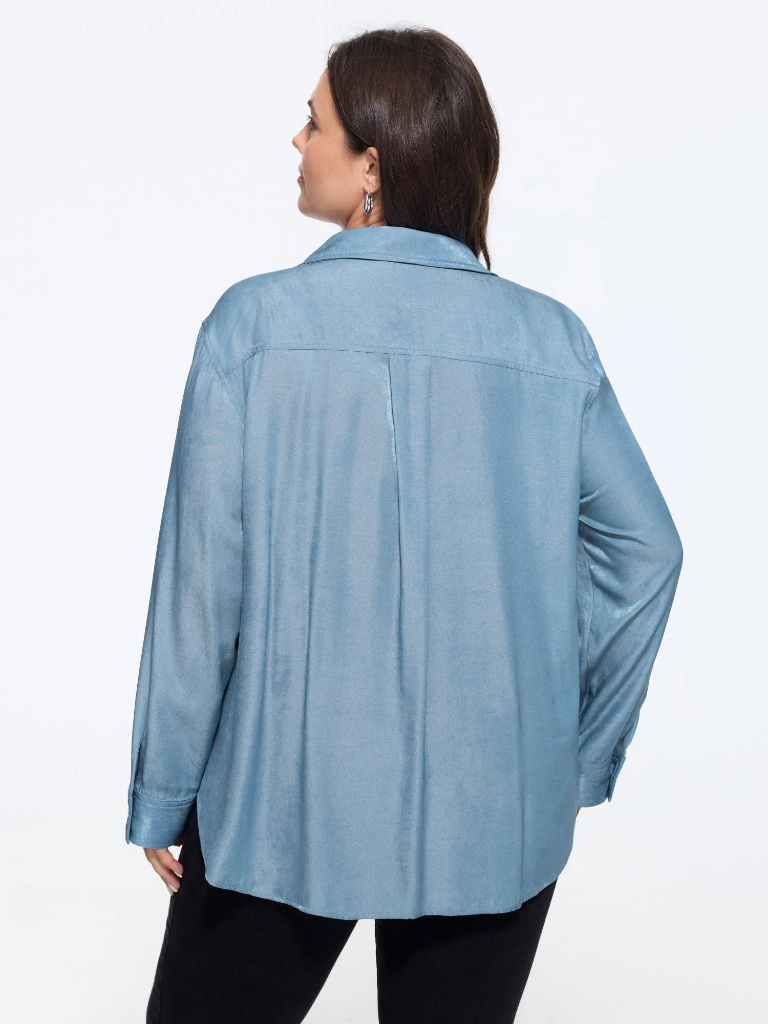 Satin Button Front Pleated Blouse sold by Bloomchic product image thumbnail 3