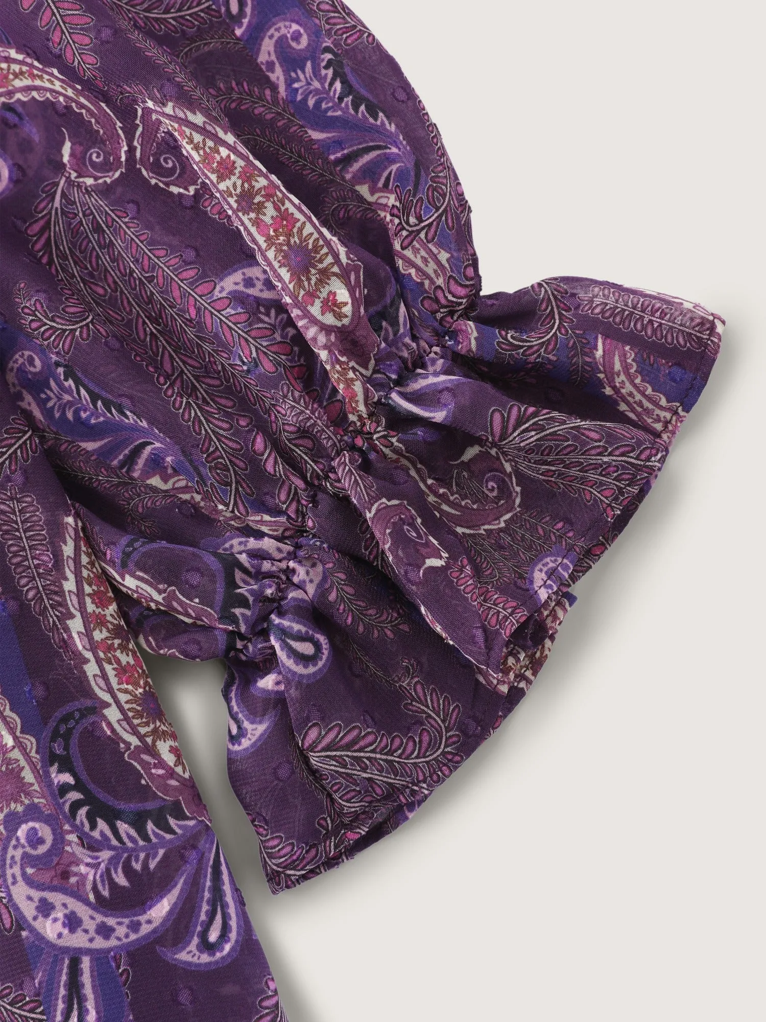 Paisley Print Ruffle Tiered Chiffon Midi Dress sold by Bloomchic product image thumbnail 5