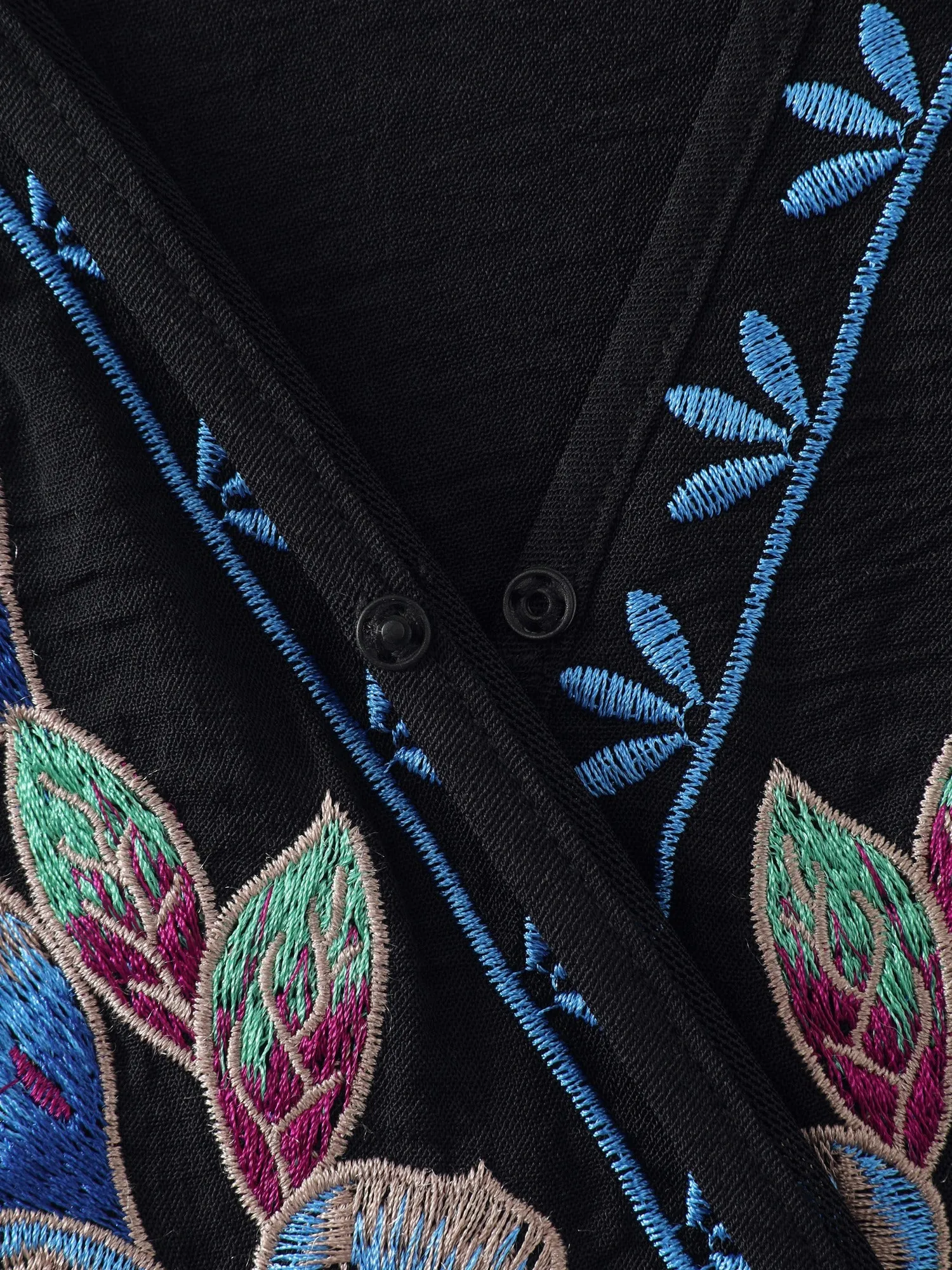 Floral Embroidery Wrap Style Belted Mini Dress sold by Bloomchic product image thumbnail 5