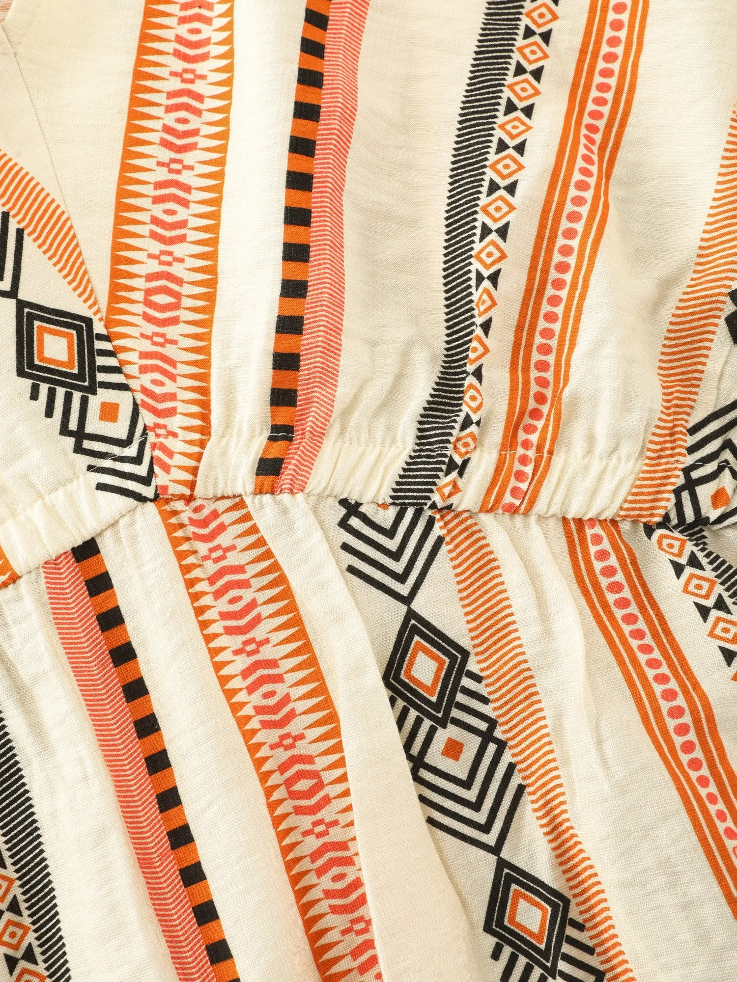 Boho Stripe Print Tie Cuff Sleeve Gathered Blouse sold by Bloomchic product image thumbnail 5