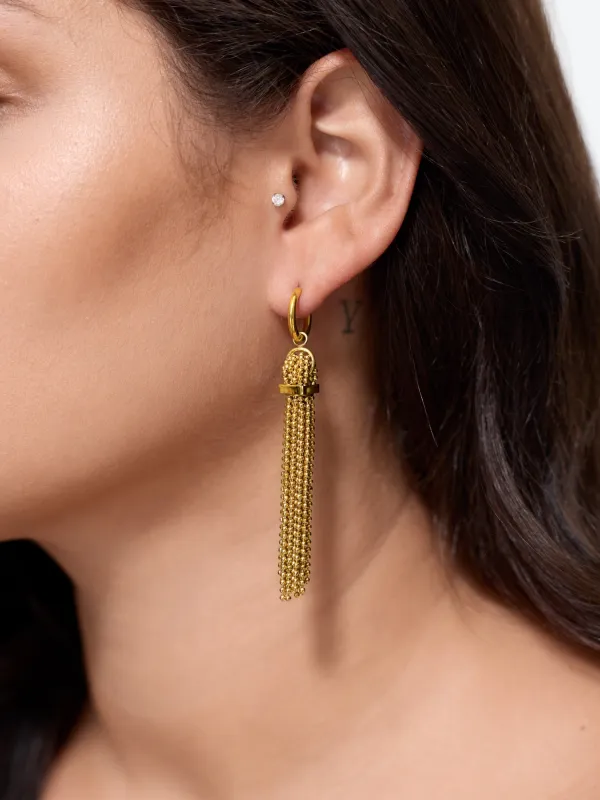 Multi‑Strand Bead Chain Knot Tassel Dangle Earrings made by Bloomchic