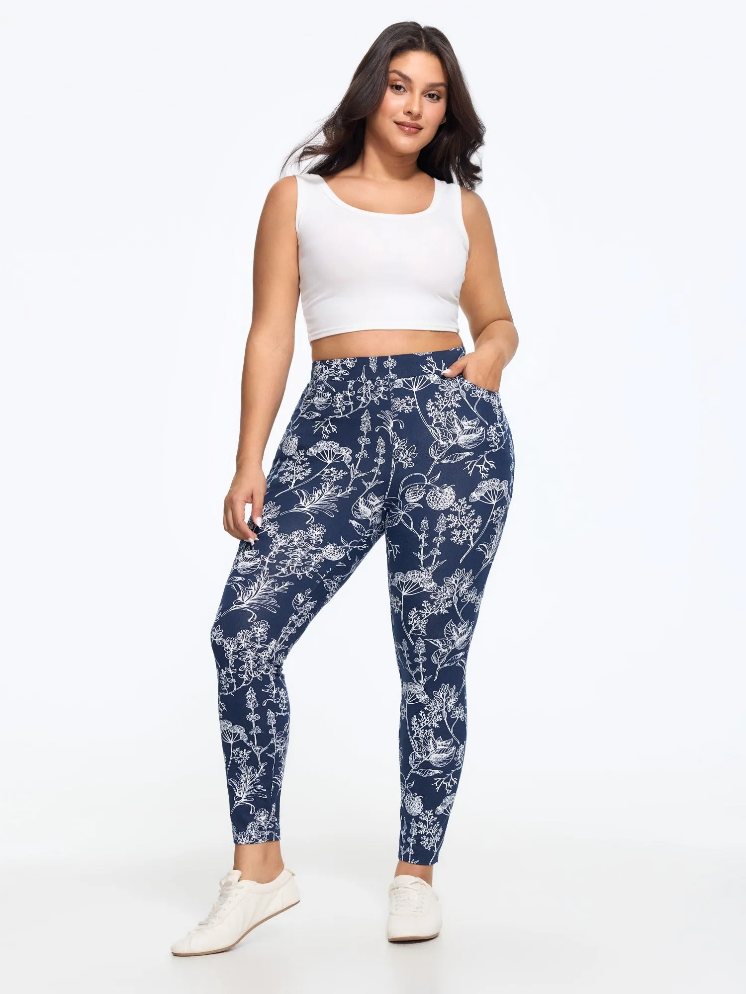 Stretch Botanical Print Pocket Leggings sold by Bloomchic product image thumbnail 2
