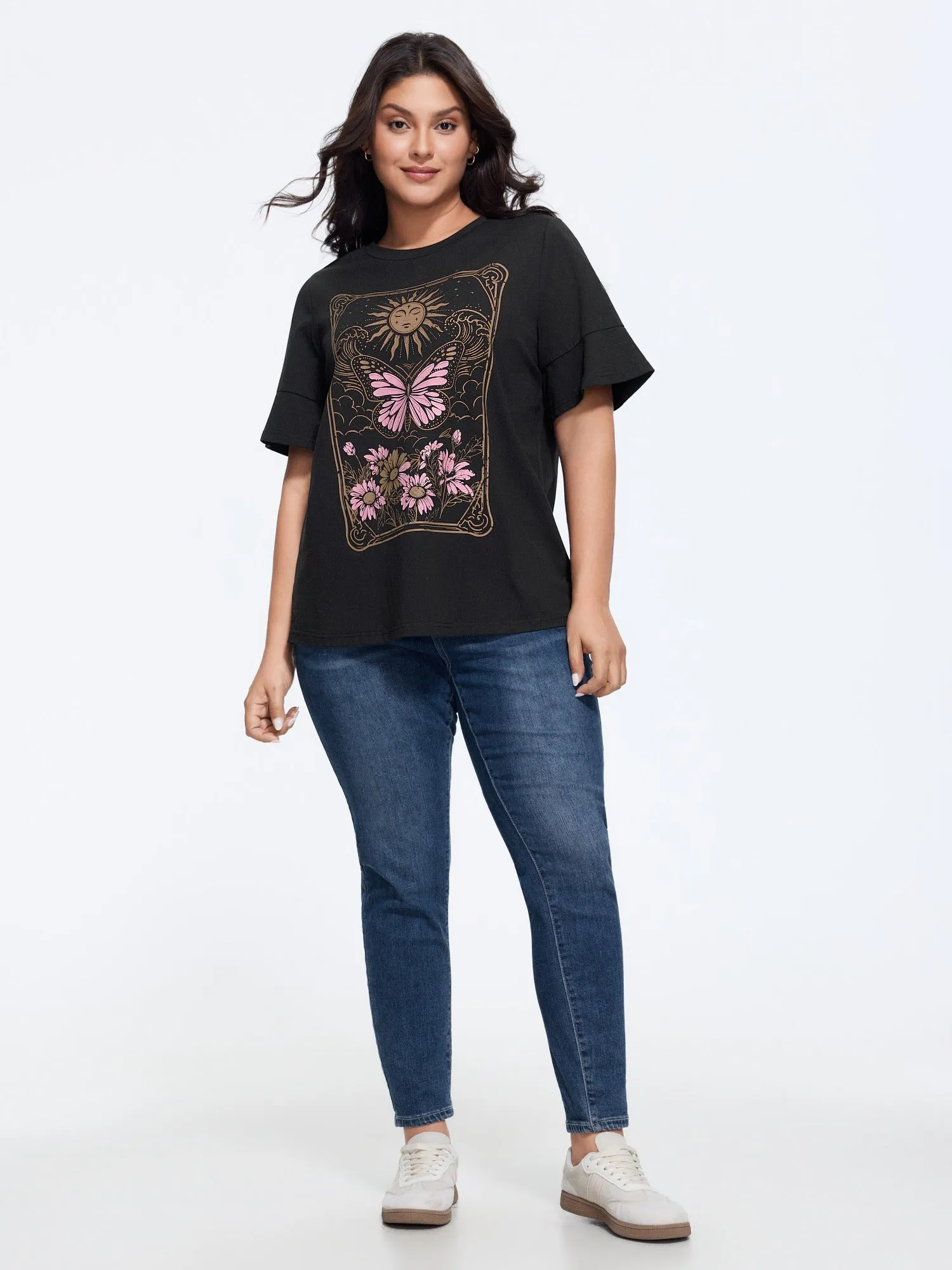 Cotton Sunkissed Floral Print Flared Sleeve T-Shirt sold by Bloomchic product image thumbnail 4
