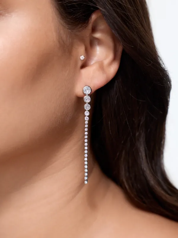 Long Rhinestone Tassel Drop Earrings made by Bloomchic