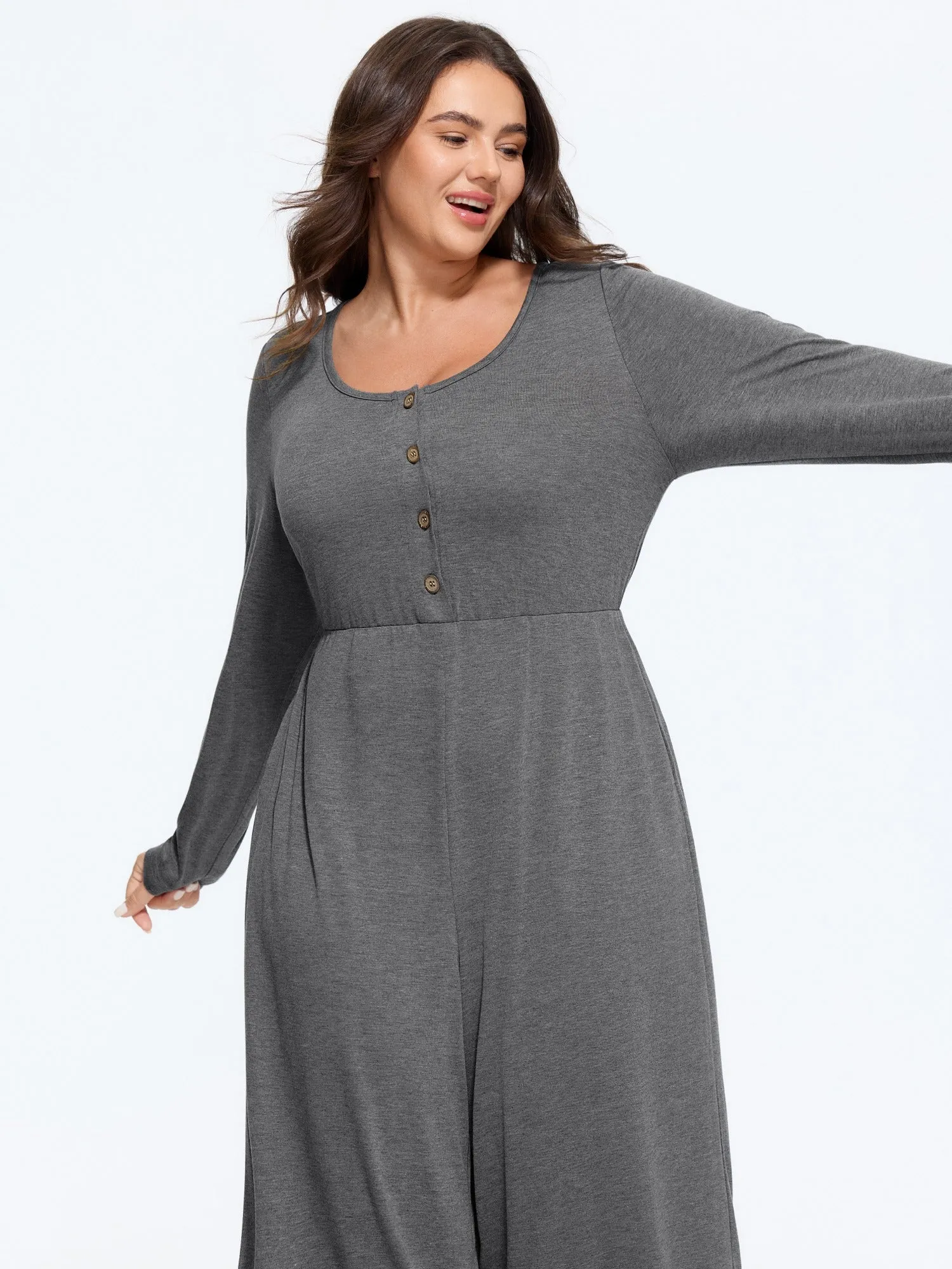 Supersoft Stretchy Button Wide‑Leg Jumpsuit sold by Bloomchic product image thumbnail 3