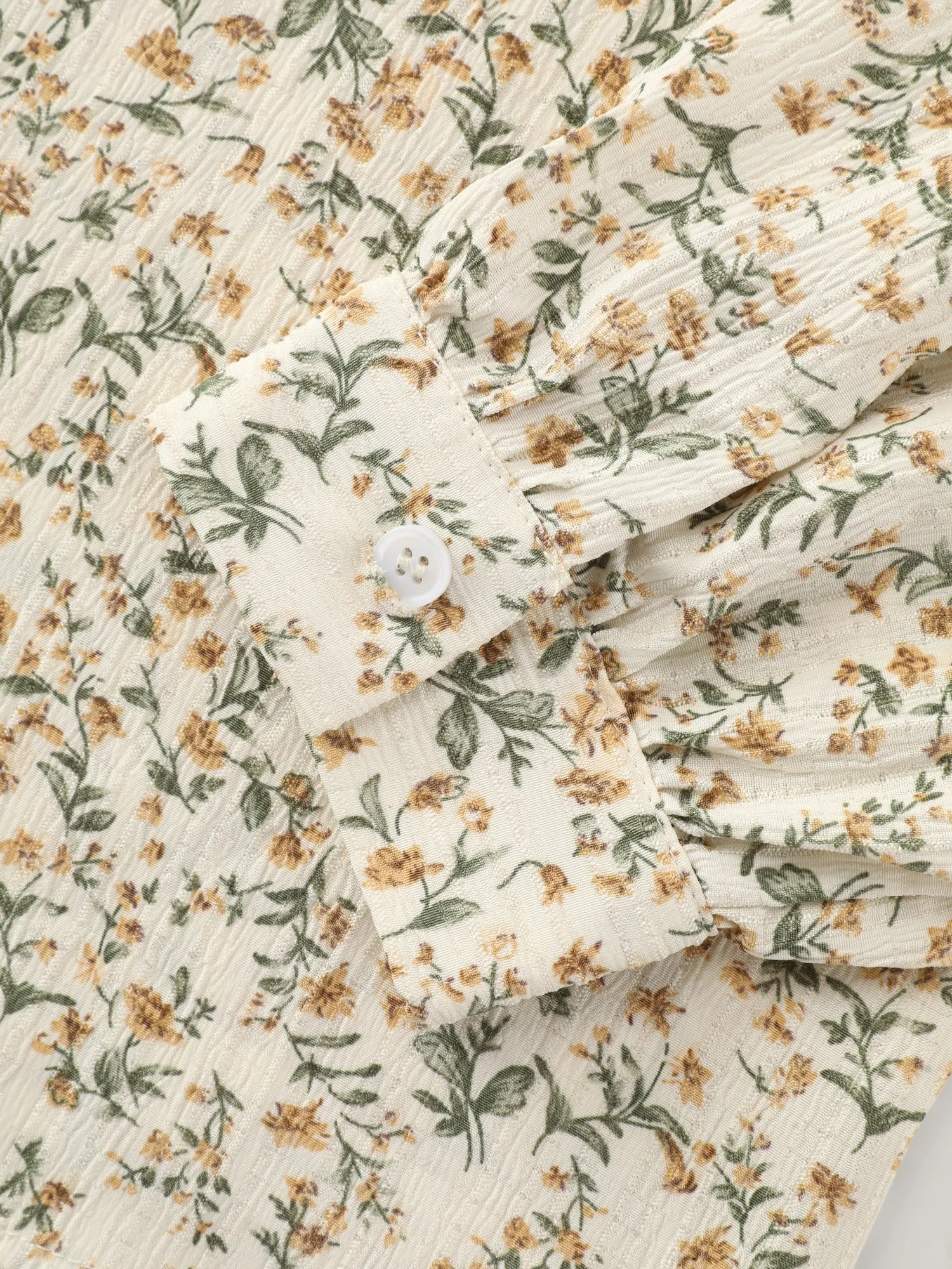 Ditsy Floral Print Bow Tie Button‑Down Blouse sold by Bloomchic product image thumbnail 5