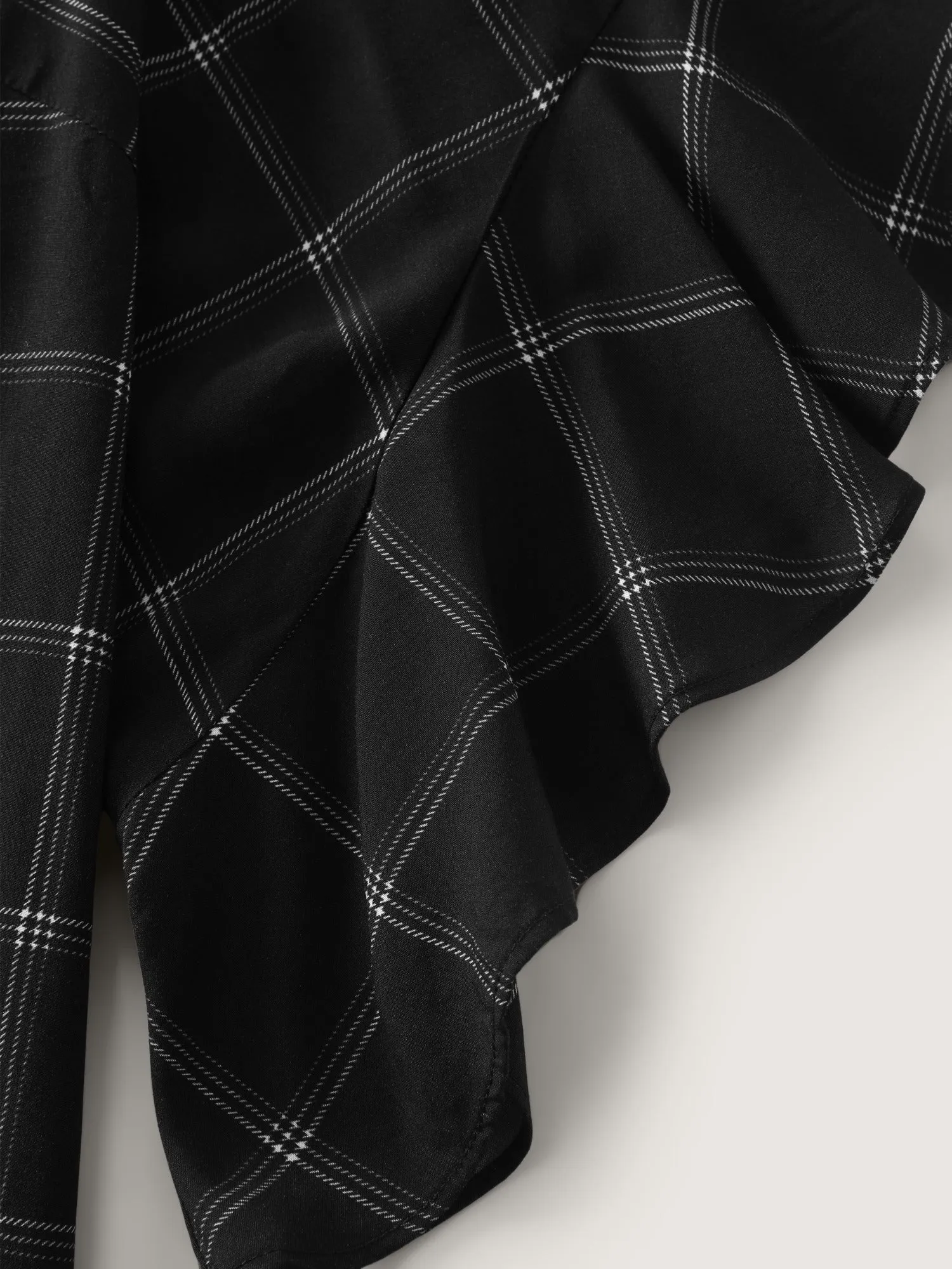 Plaid Notched Neck Ruffle Sleeve Blouse sold by Bloomchic product image thumbnail 5