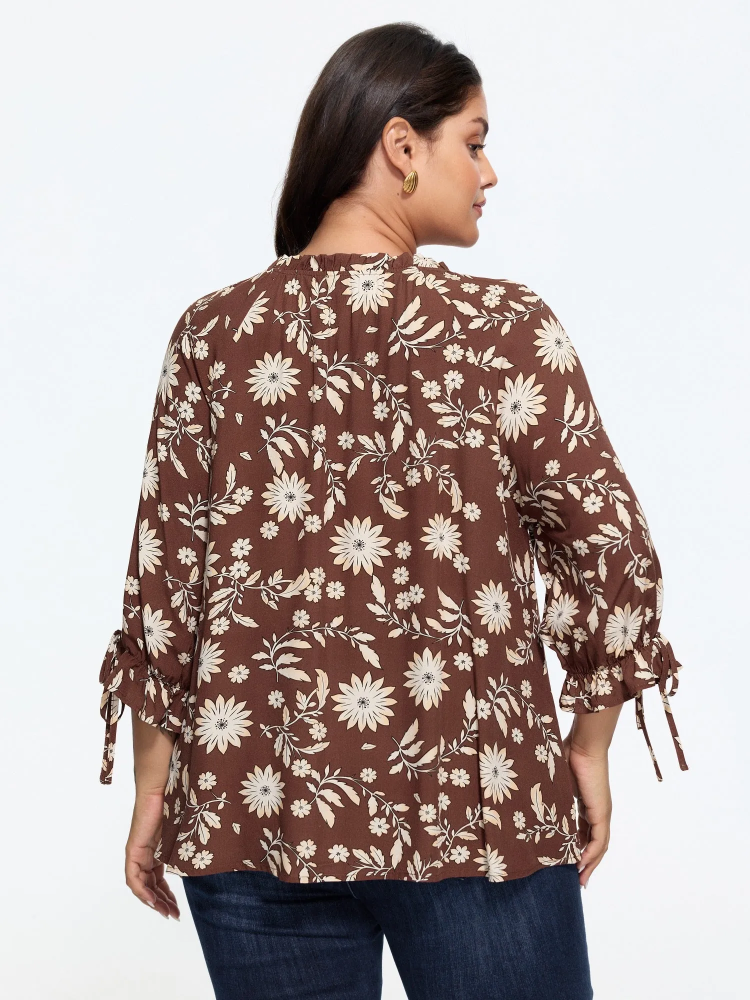 Floral Print Tie Cuffs Blouse sold by Bloomchic product image thumbnail 3