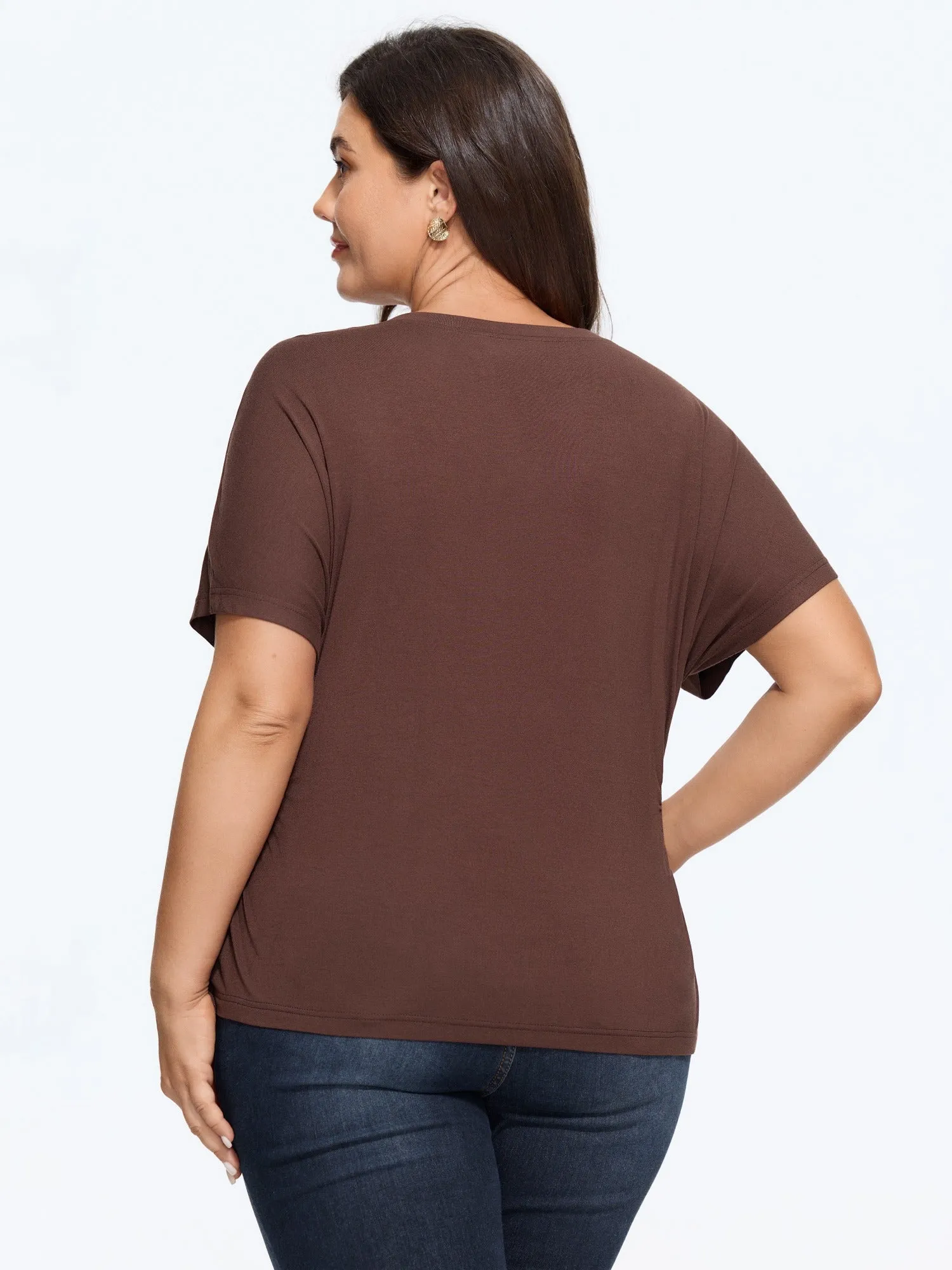 Stretch Crew Neck Side Waist Ruched Detail T‑Shirt sold by Bloomchic product image thumbnail 3