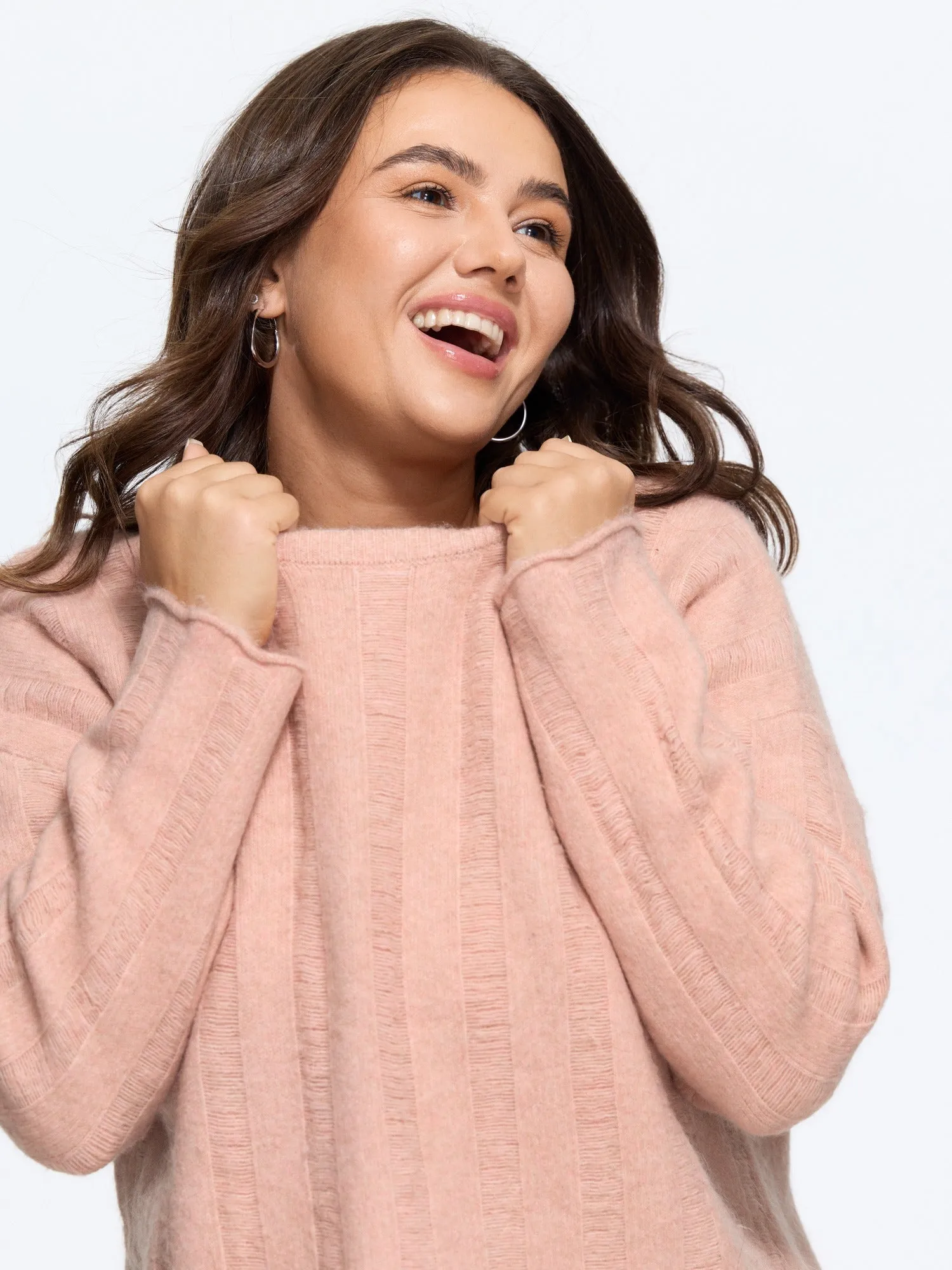 Textured Round Neck Scalloped Hem Pullover sold by Bloomchic