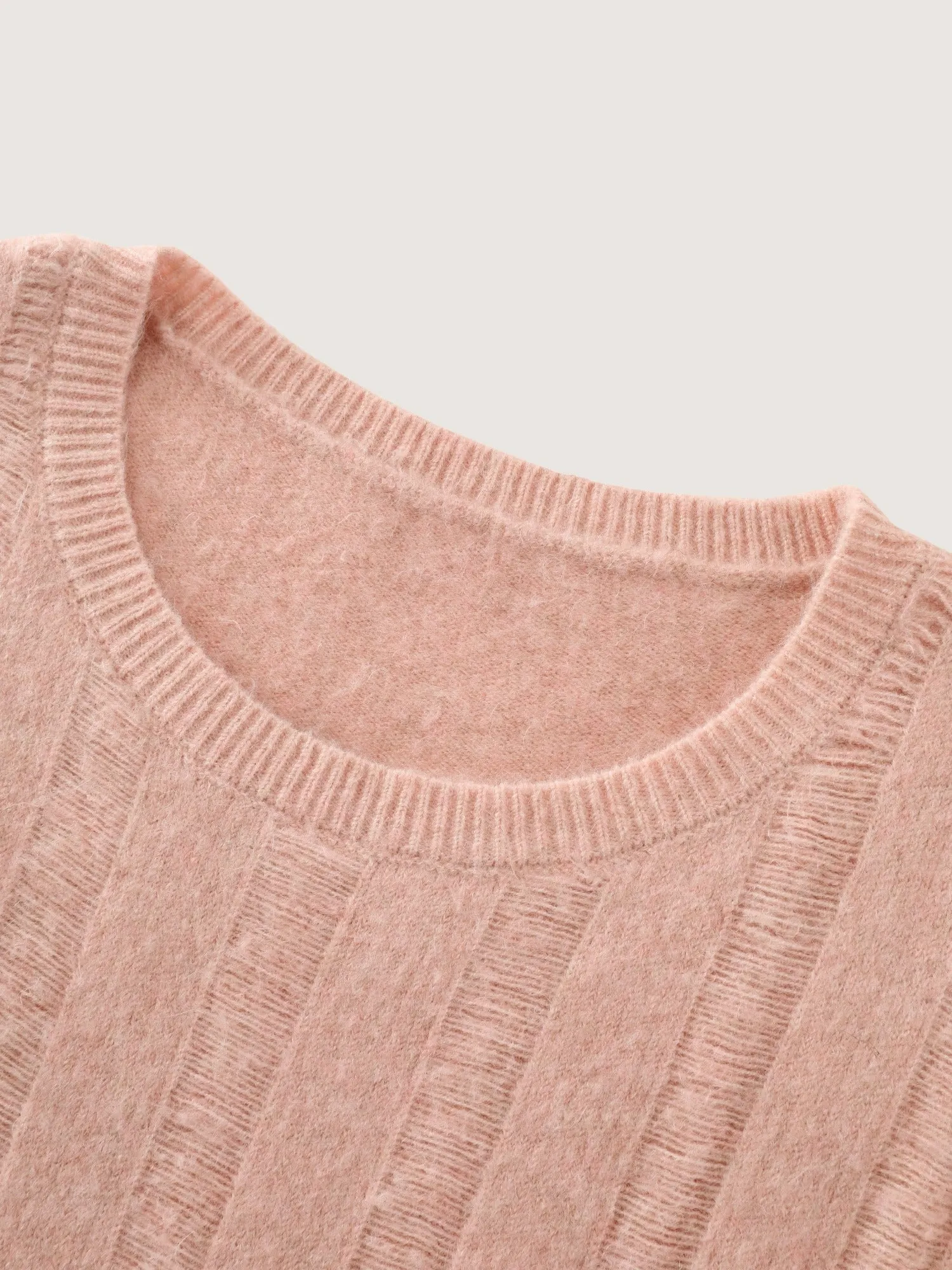 Textured Round Neck Scalloped Hem Pullover sold by Bloomchic product image thumbnail 5