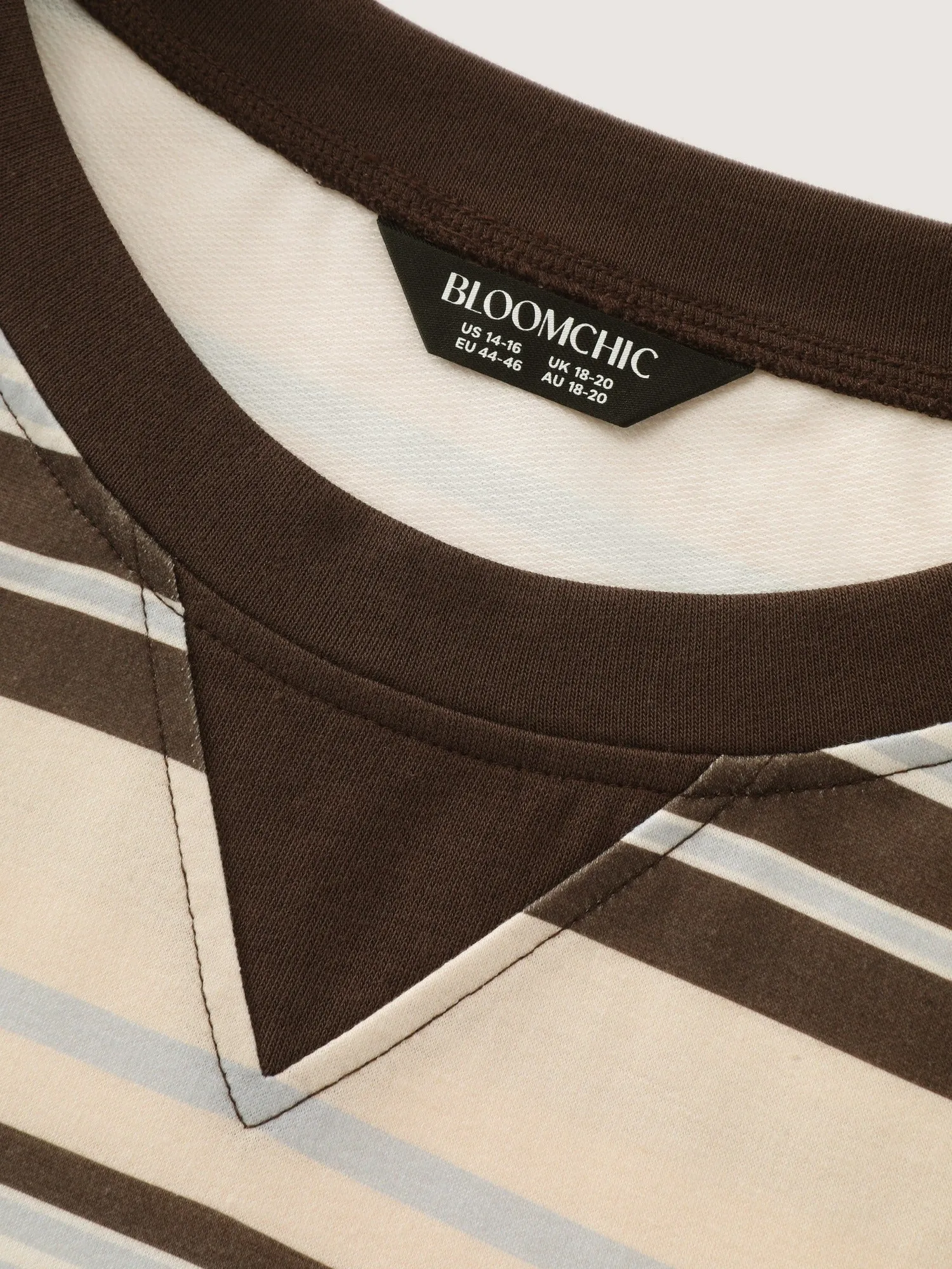 Crew Neck Color Contrast Striped Sweatshirt sold by Bloomchic product image thumbnail 5