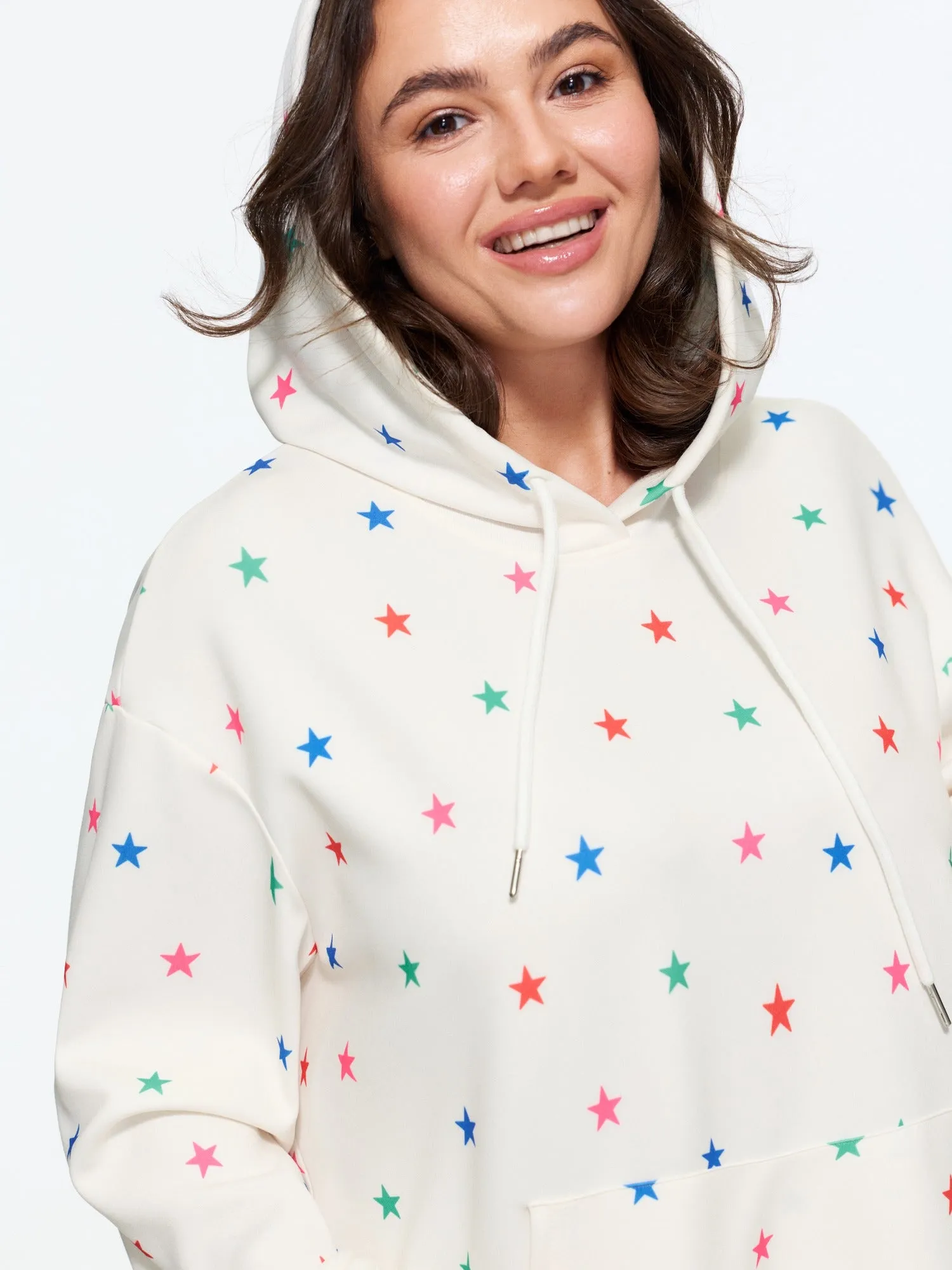 Stretch Star Print Pocket Hooded Sweatshirt sold by Bloomchic product image thumbnail 2