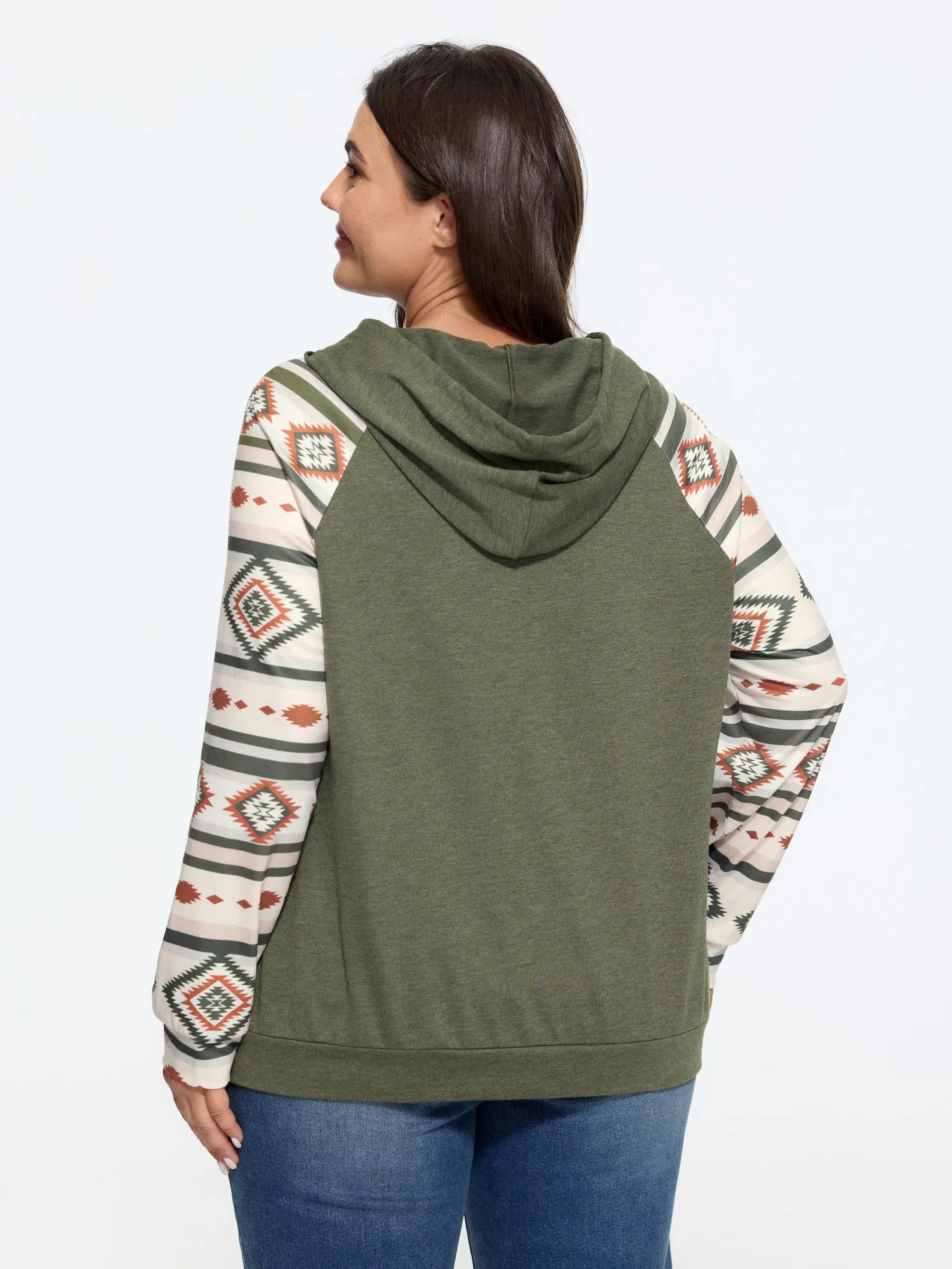 Geometric Print Raglan Sleeve Hooded Pullover sold by Bloomchic product image thumbnail 3