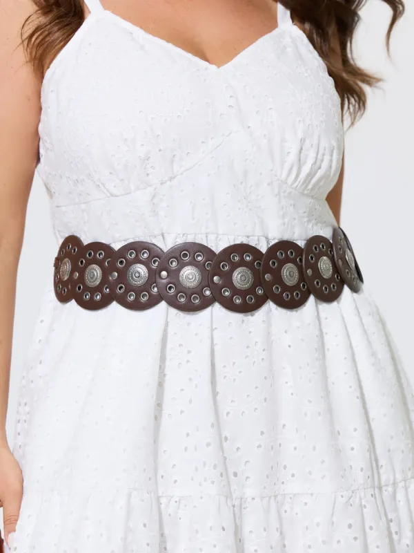 Retro Western Concho Metal Stud Decor Belt made by Bloomchic