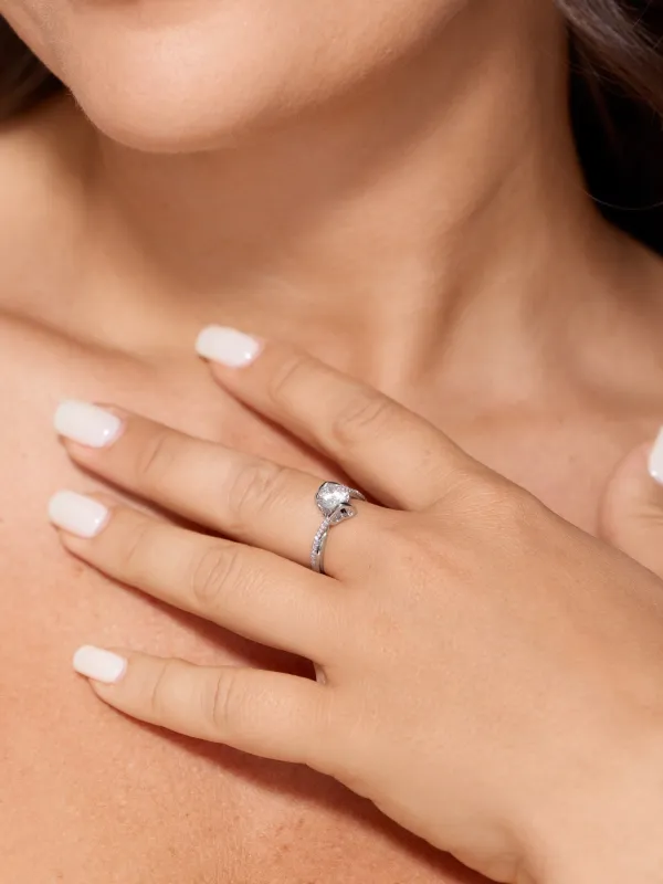 Heart Shape Paved Crystal Ring made by Bloomchic