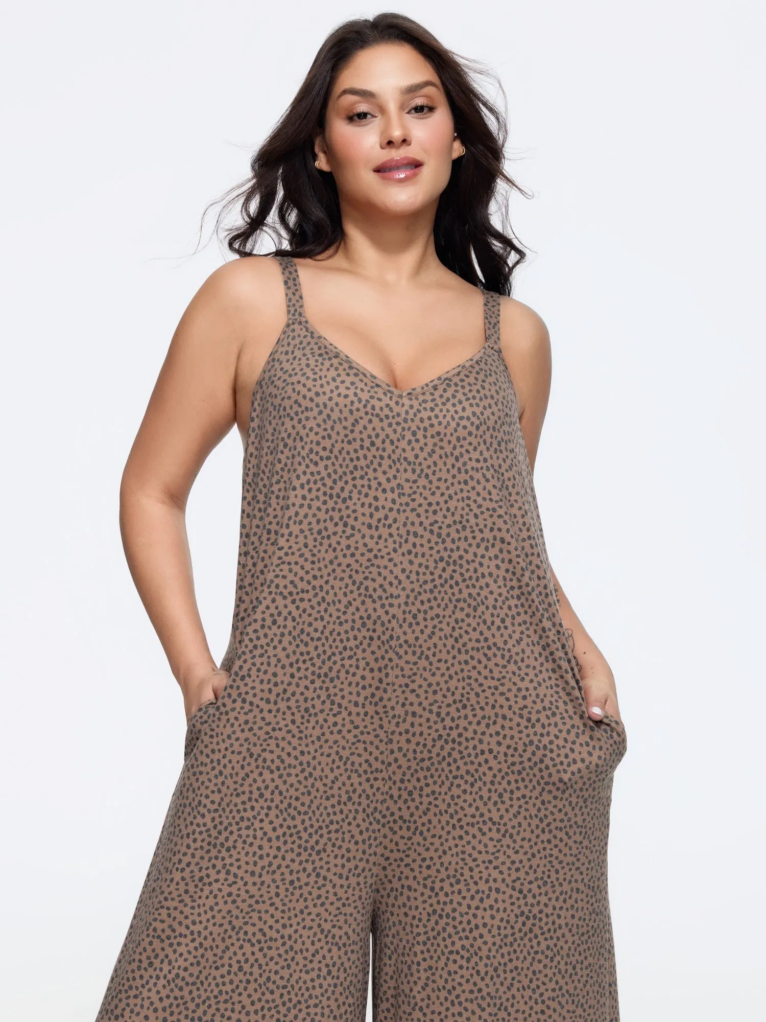 Supersoft Stretch Leopard Print Adjustable Straps Relaxed-Fit Jumpsuit sold by Bloomchic product image thumbnail 4